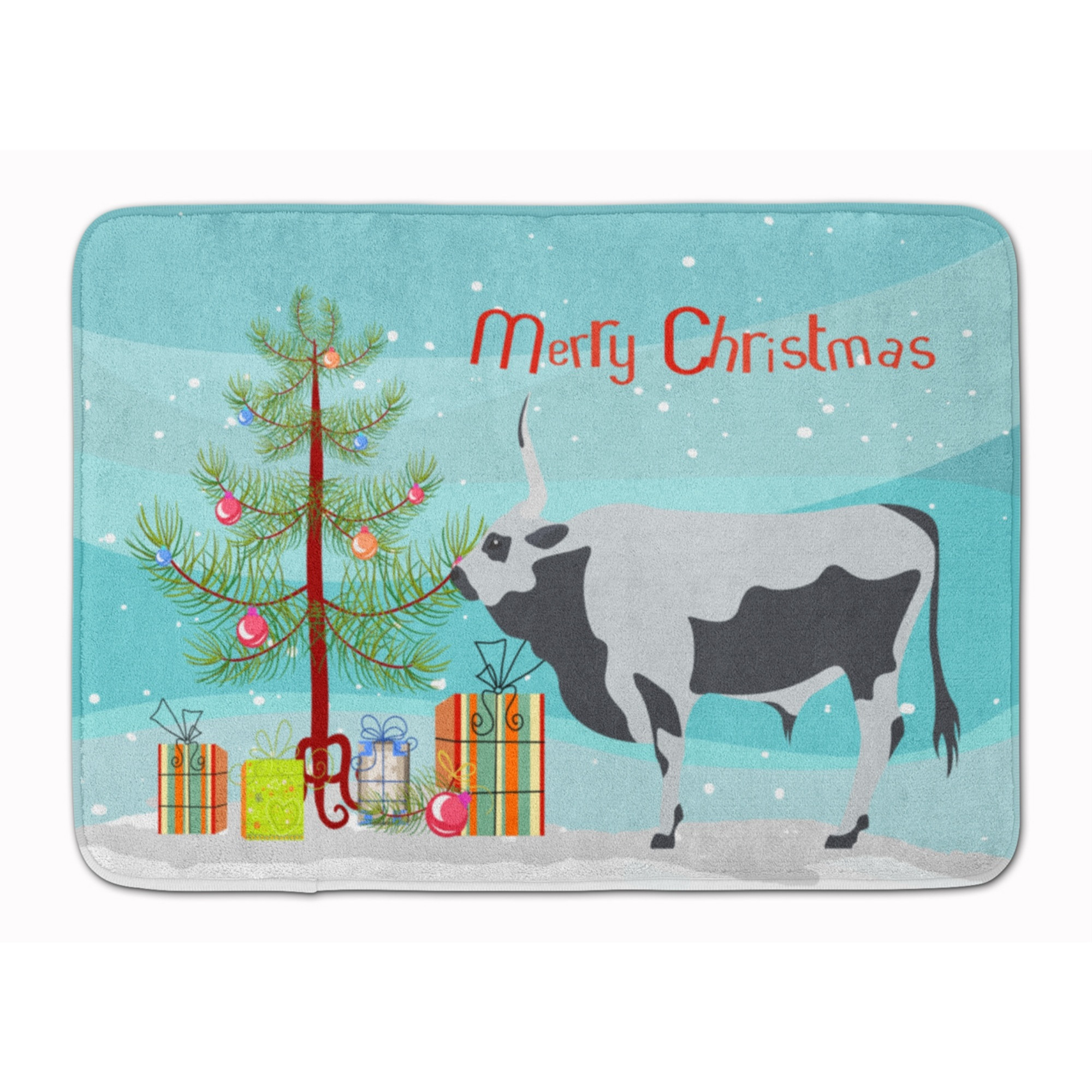 &quotCaroline's Treasures Hungarian Grey Steppe Cow Christmas Floor Mat, 19"" x 27"", Multicolor"