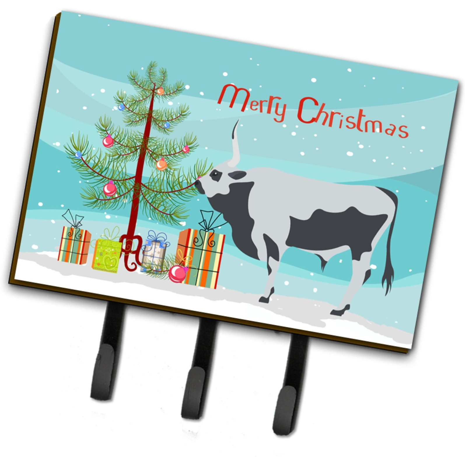 &quotCaroline's Treasures Hungarian Grey Steppe Cow Christmas Wall Hook, Triple, Multicolor"