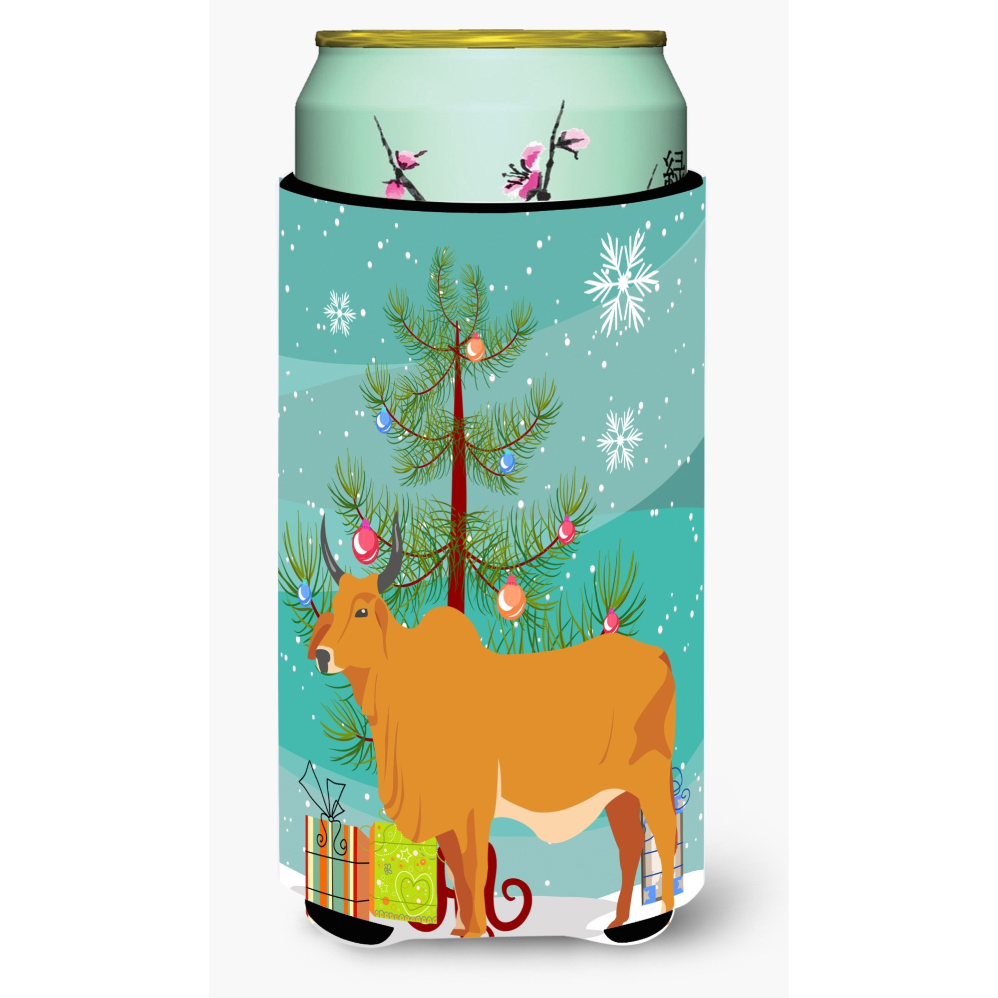 &quotCaroline's Treasures Zebu Indicine Cow Christmas Decorative Can Hugger, Tall, Multicolor"
