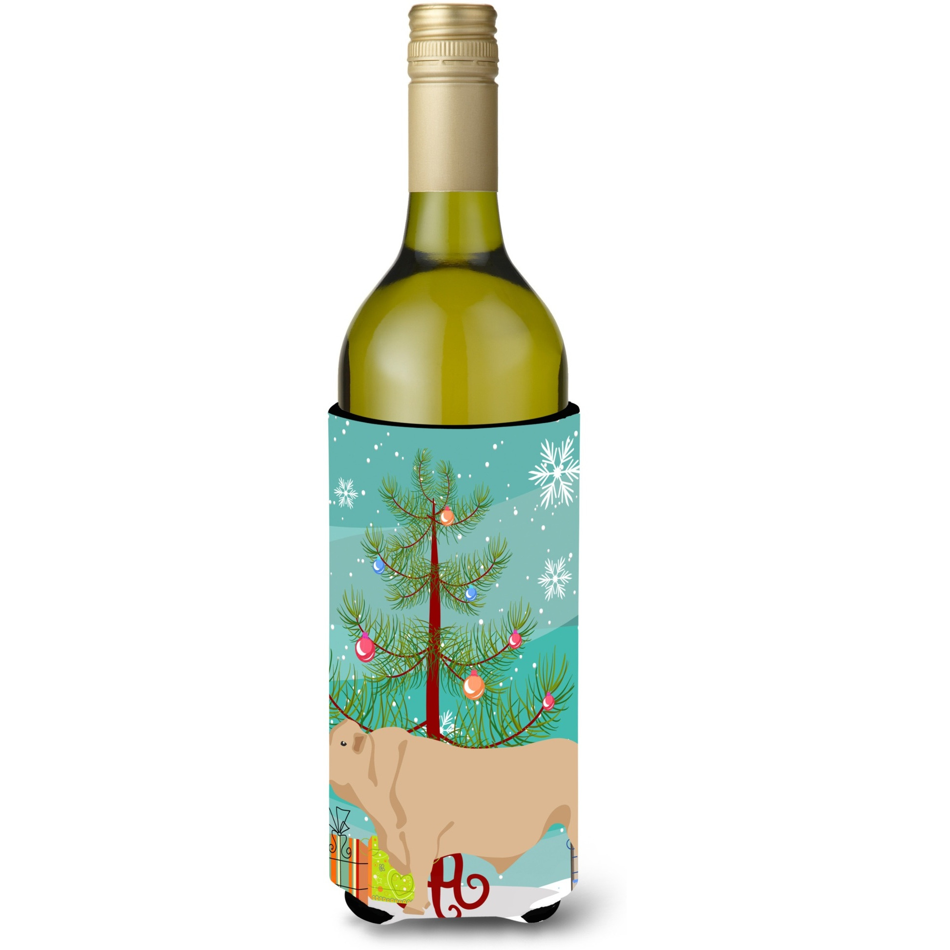 &quotCaroline's Treasures Charolais Cow Christmas Decorative Bottle Hugger, 750ml, Multicolor"
