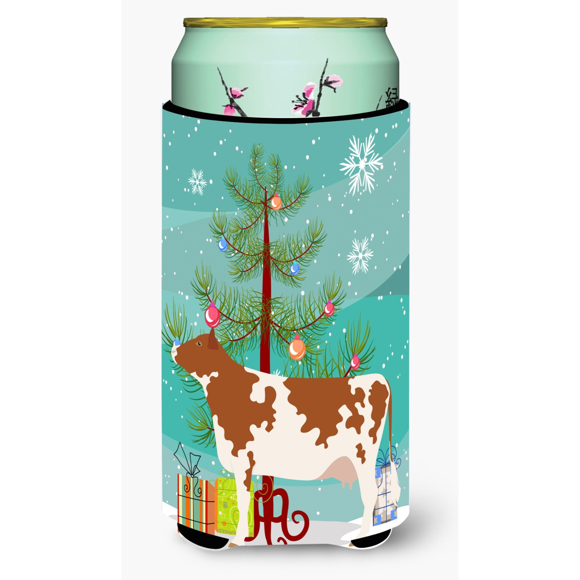 &quotCaroline's Treasures Ayrshire Cow Christmas Decorative Can Hugger, Tall, Multicolor"