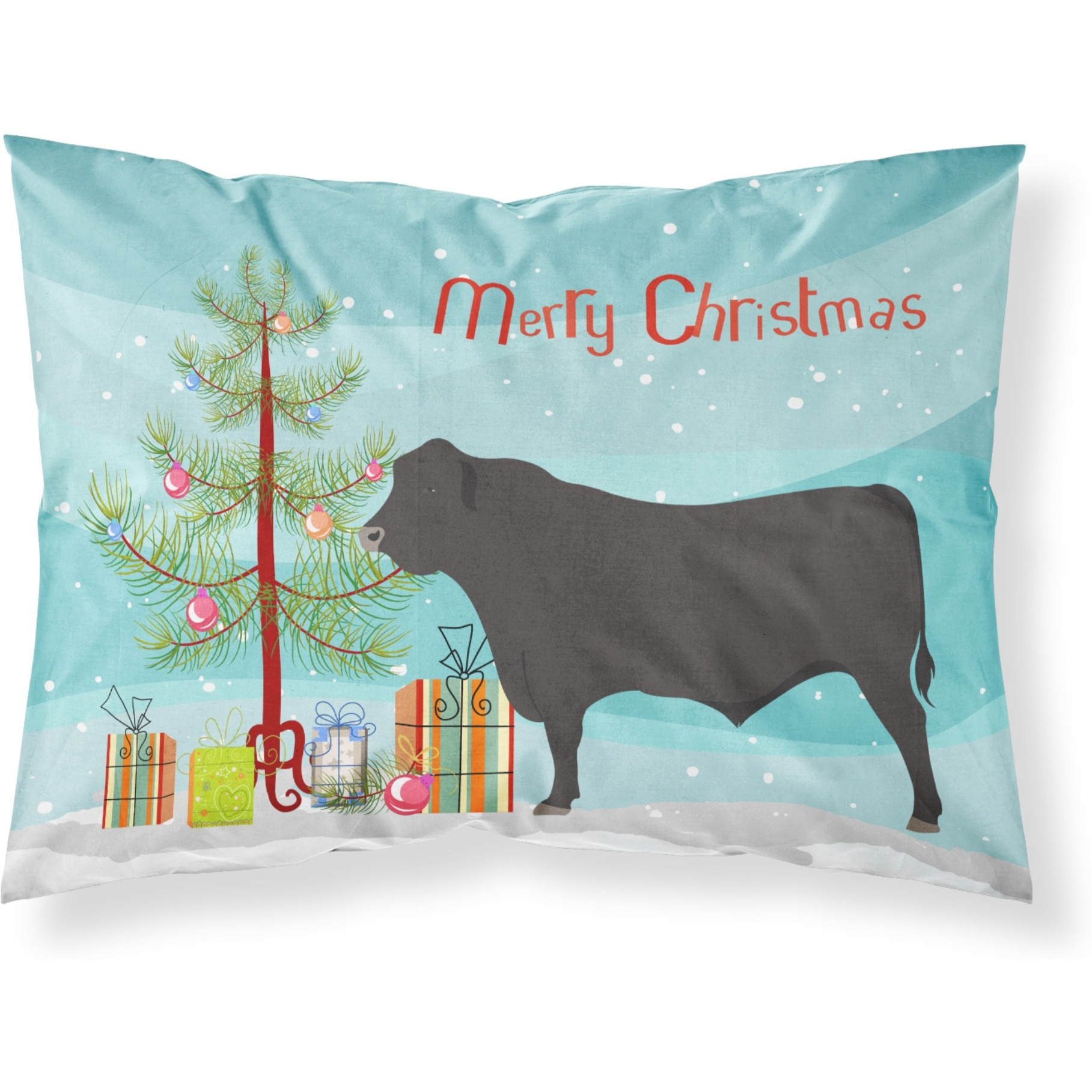 &quotCaroline's Treasures Black Angus Cow Christmas Pillowcase, Standard, Multicolor"