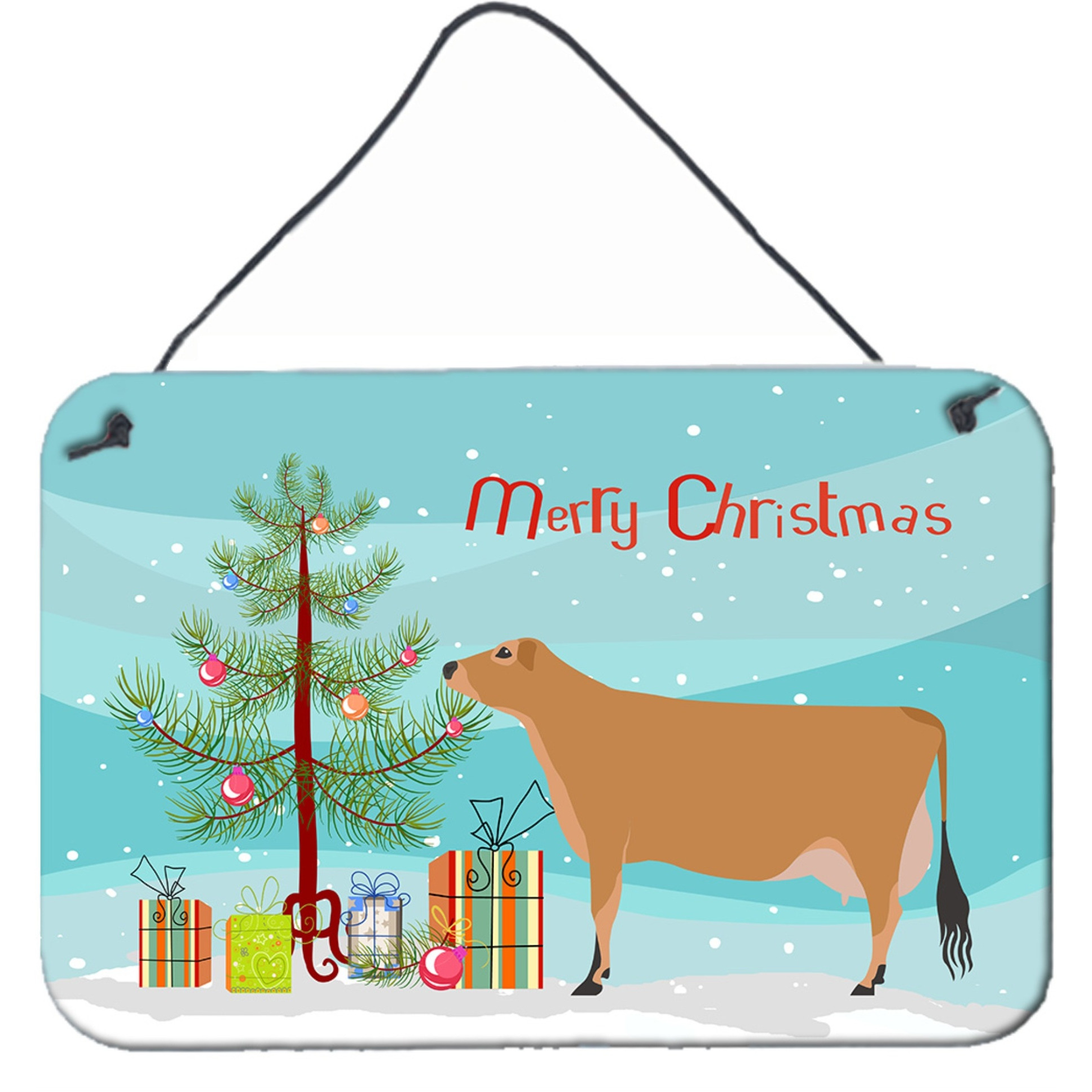 &quotCaroline's Treasures Jersey Cow Christmas Metal Print, 8"" x 12"", Multicolor"