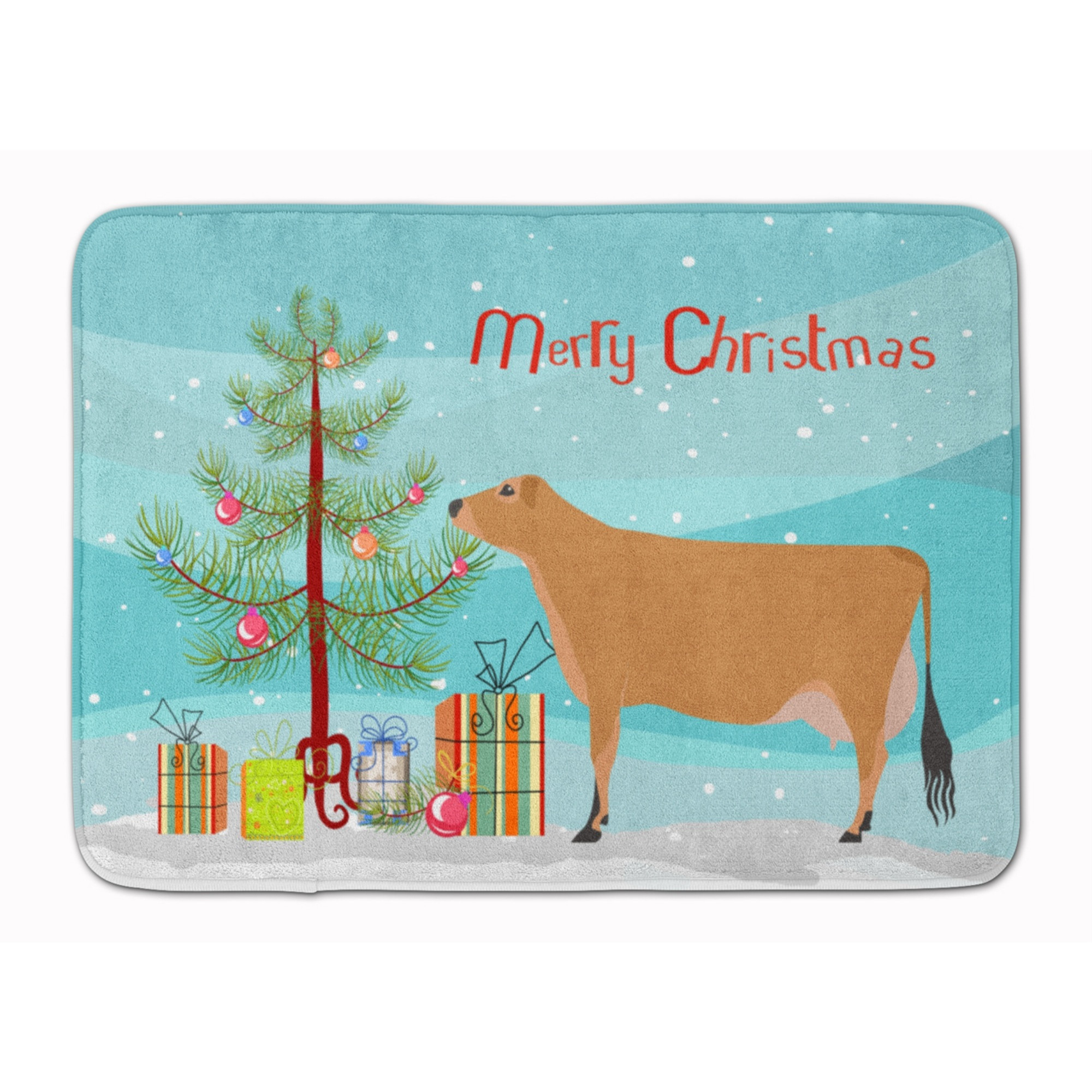 &quotCaroline's Treasures Jersey Cow Christmas Floor Mat, 19"" x 27"", Multicolor"