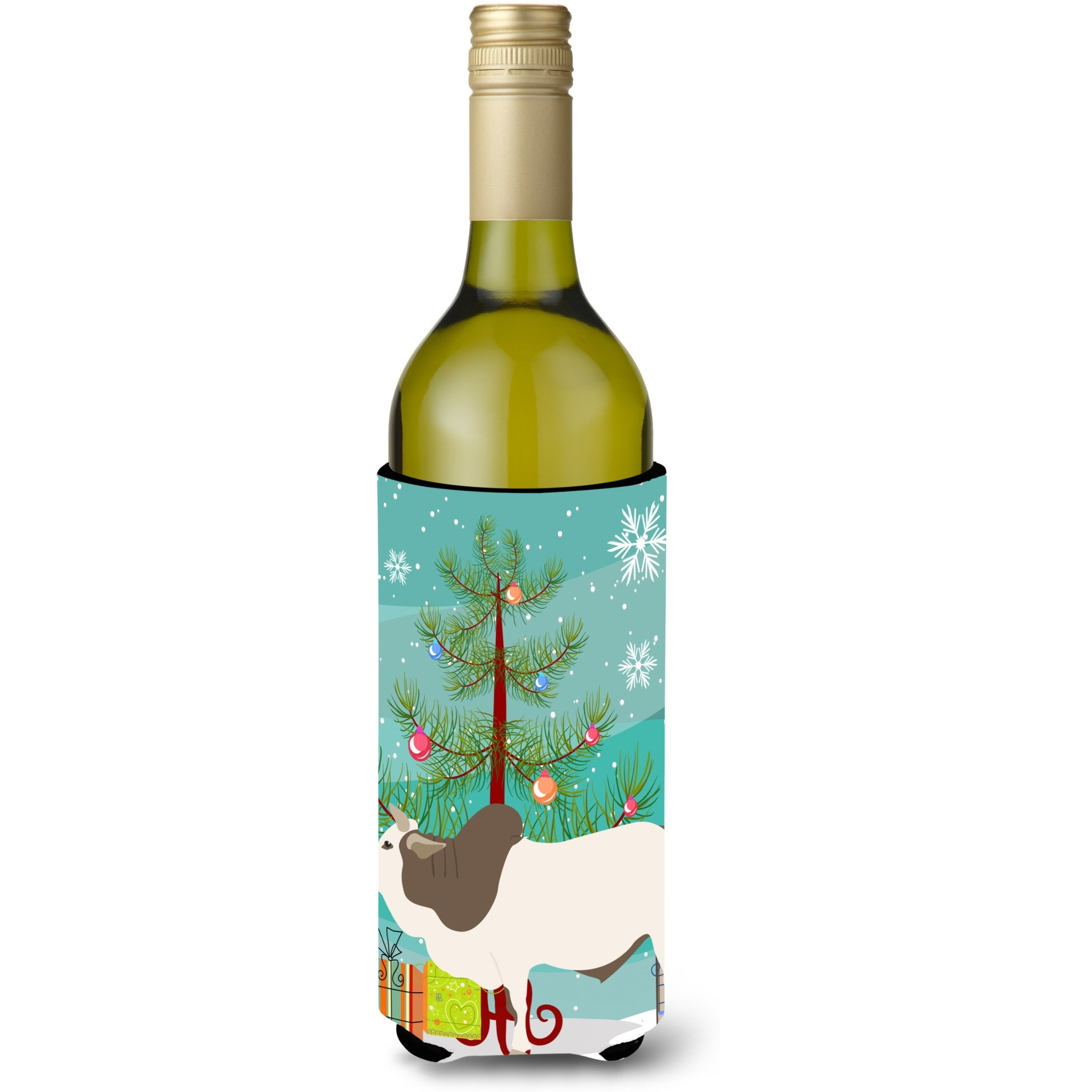 &quotCaroline's Treasures Malvi Cow Christmas Decorative Bottle Hugger, 750ml, Multicolor"