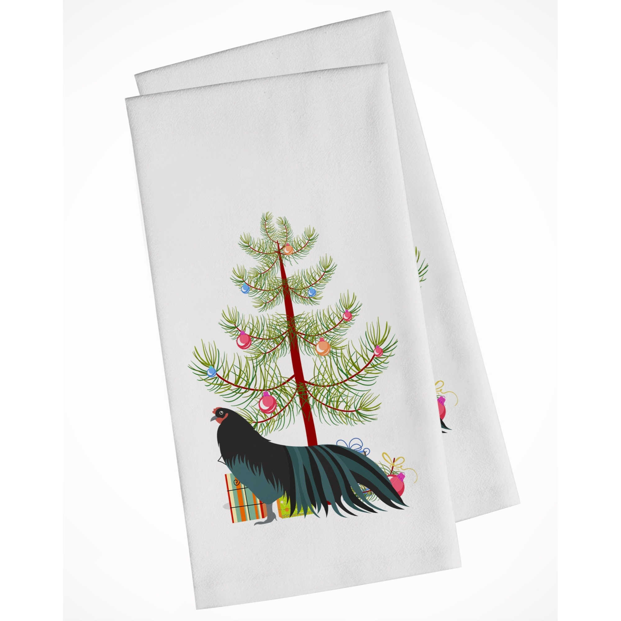 Sumatra Chicken Christmas White Kitchen Towel Set of 2