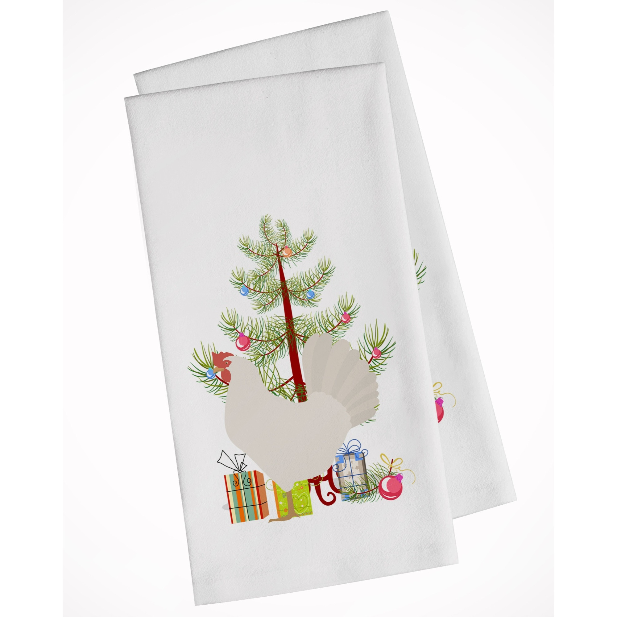 Leghorn Chicken Christmas White Kitchen Towel Set of 2