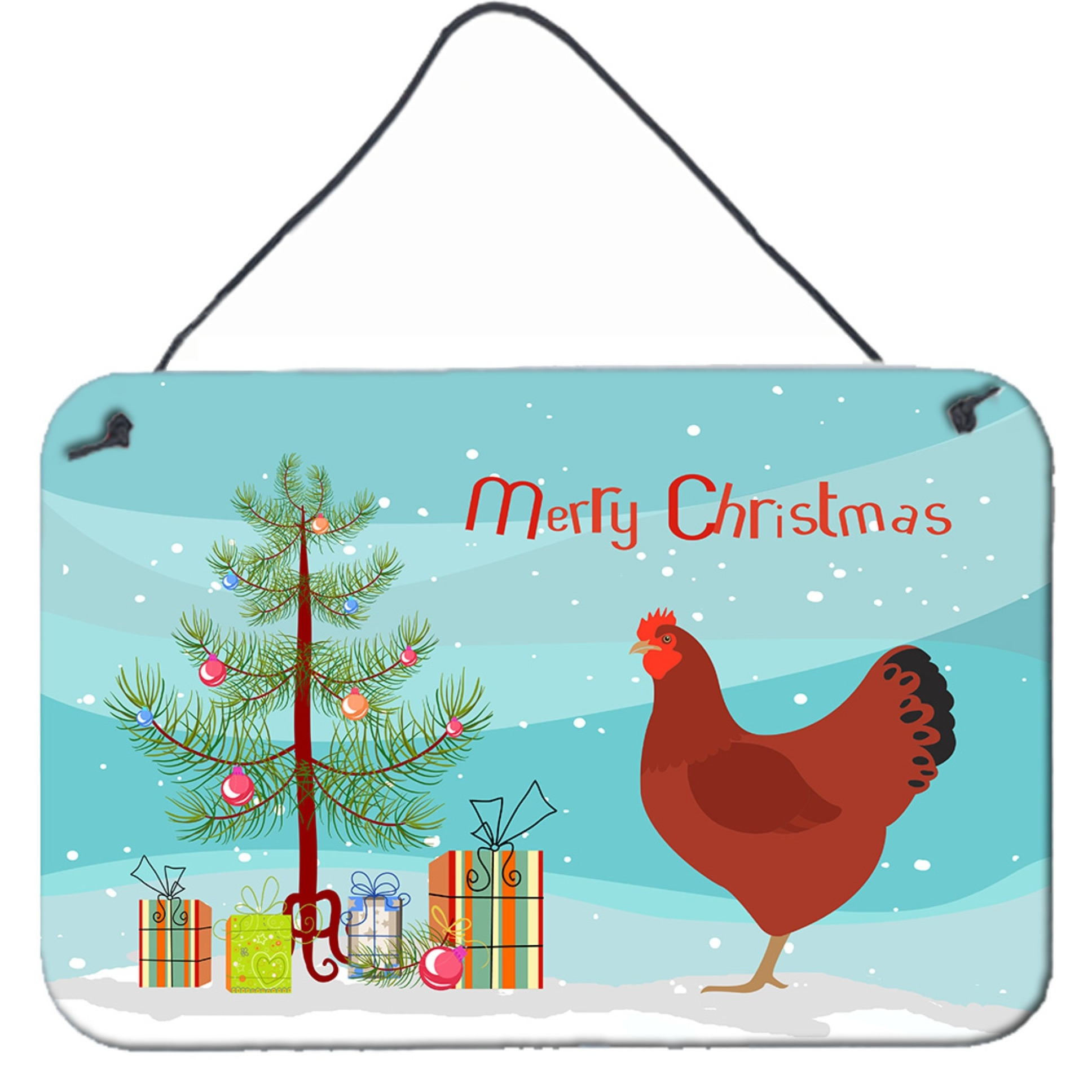 &quotCaroline's Treasures New Hampshire Red Chicken Christmas Metal Print, 8"" x 12"", Multicolor"