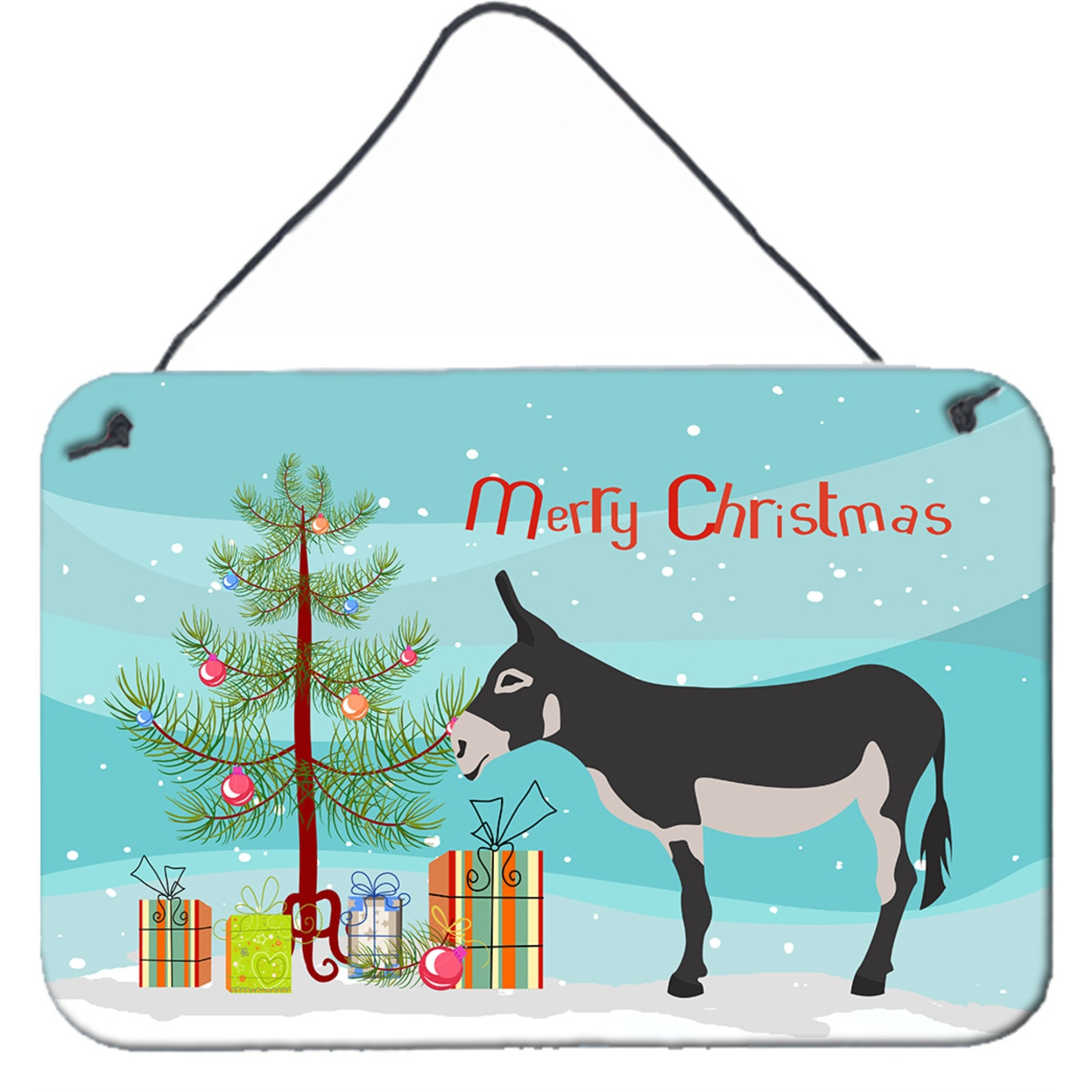 &quotCaroline's Treasures American Mammoth Jack Donkey Christmas Metal Print, 8"" x 12"", Multicolor"