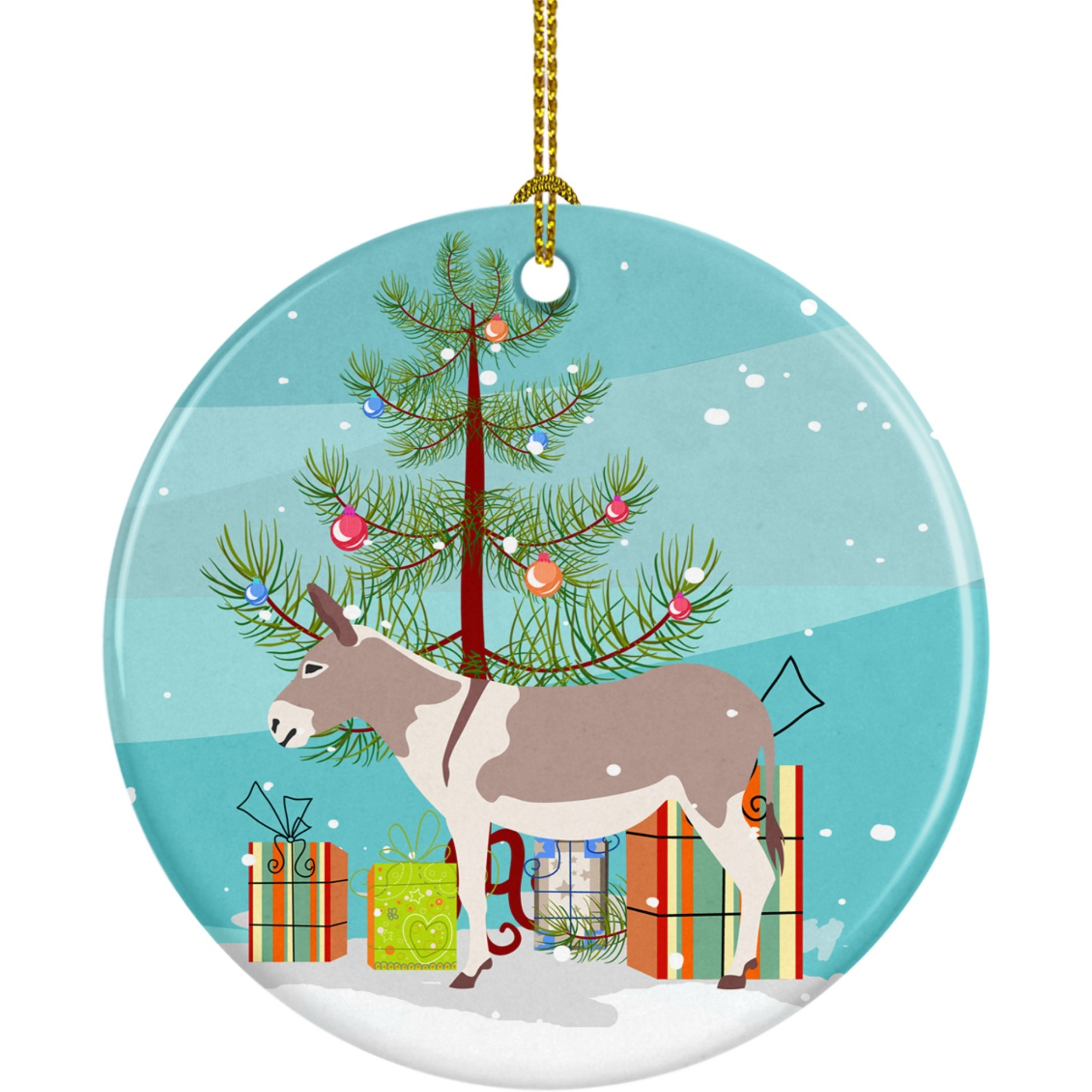 Caroline's Treasures Australian Teamster Donkey Christmas Ceramic Ornament
