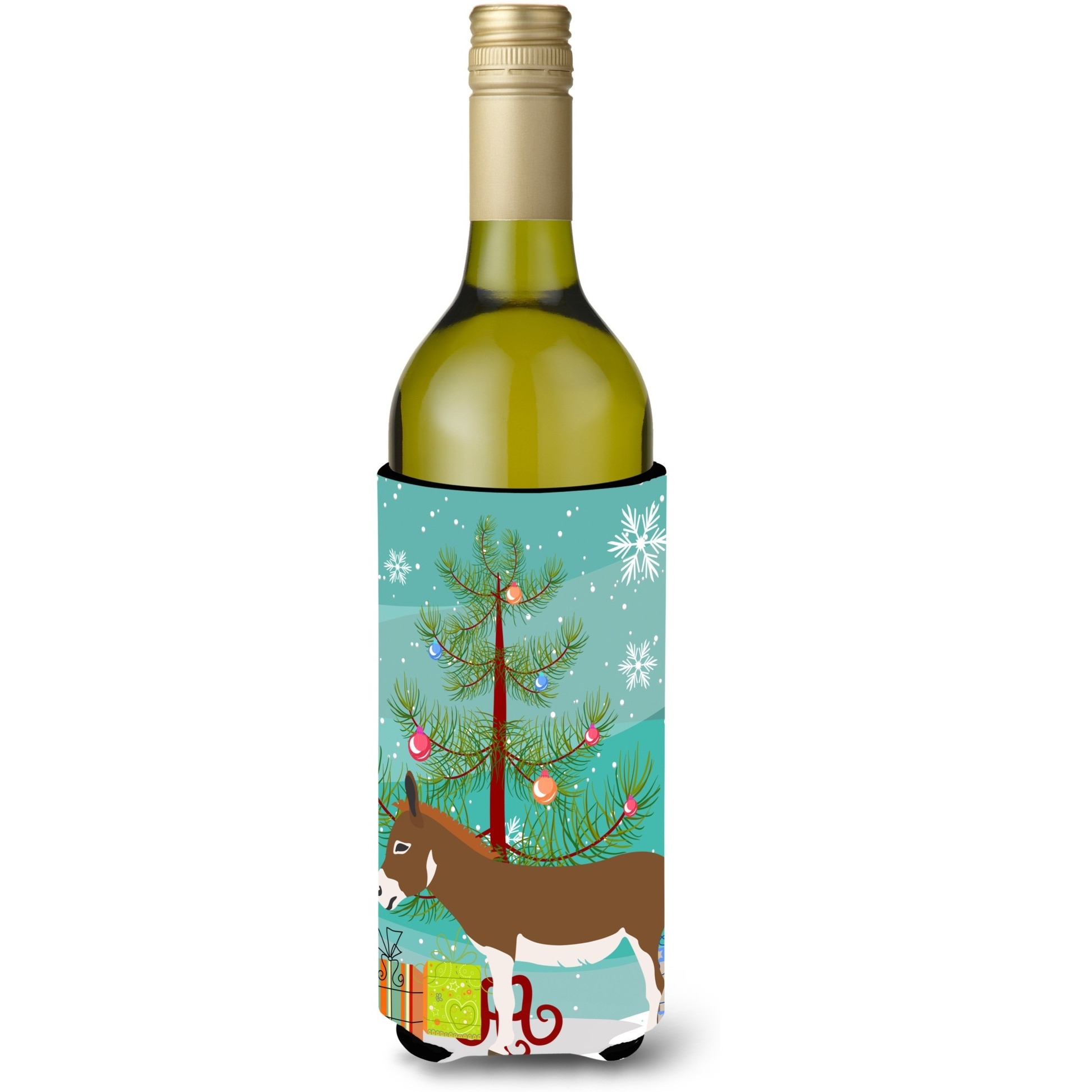 &quotCaroline's Treasures Miniature Mediterranean Donkey Christmas Decorative Bottle Hugger, 750ml, Multicolor"