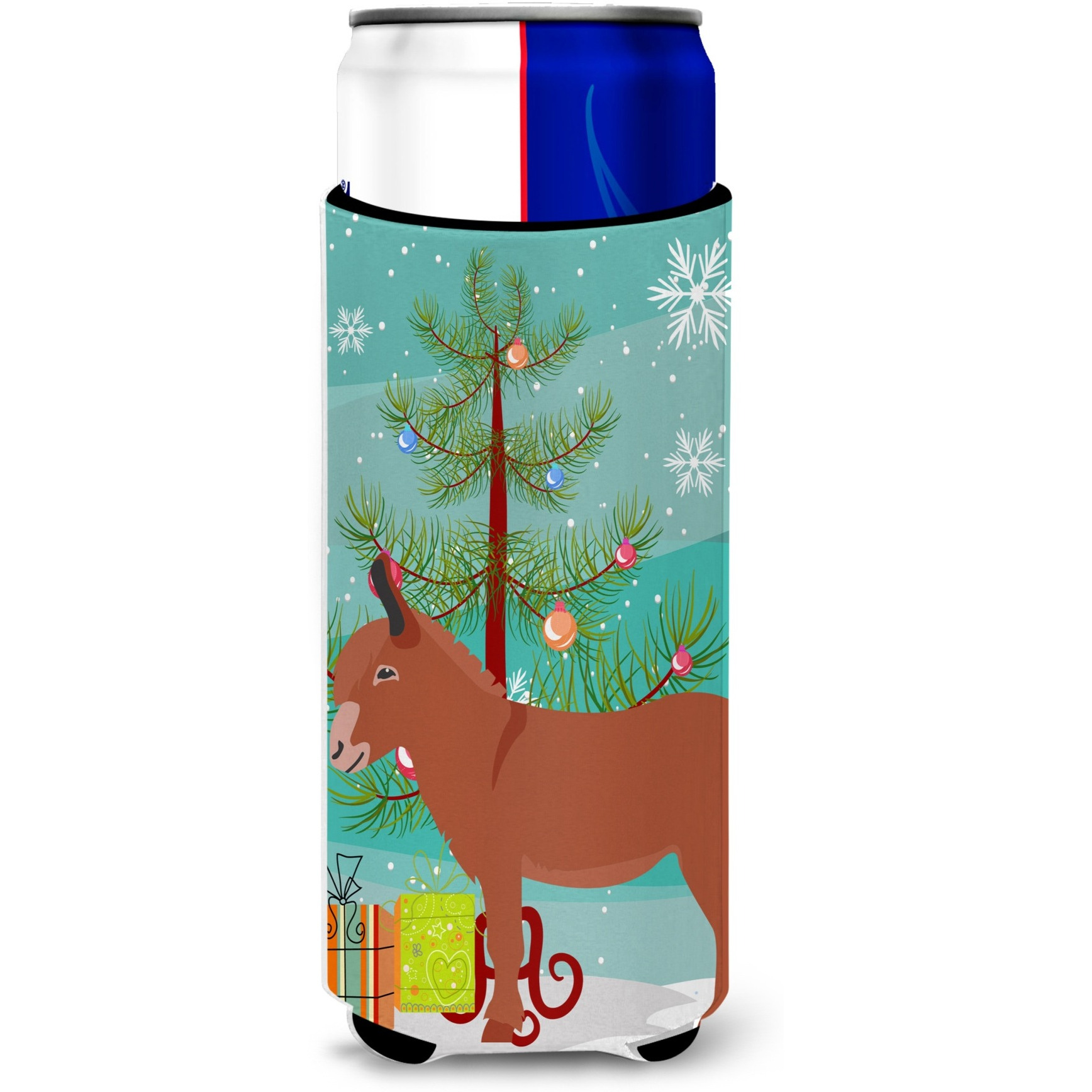 &quotCaroline's Treasures Irish Donkey Christmas Decorative Can Hugger, Slim, Multicolor"