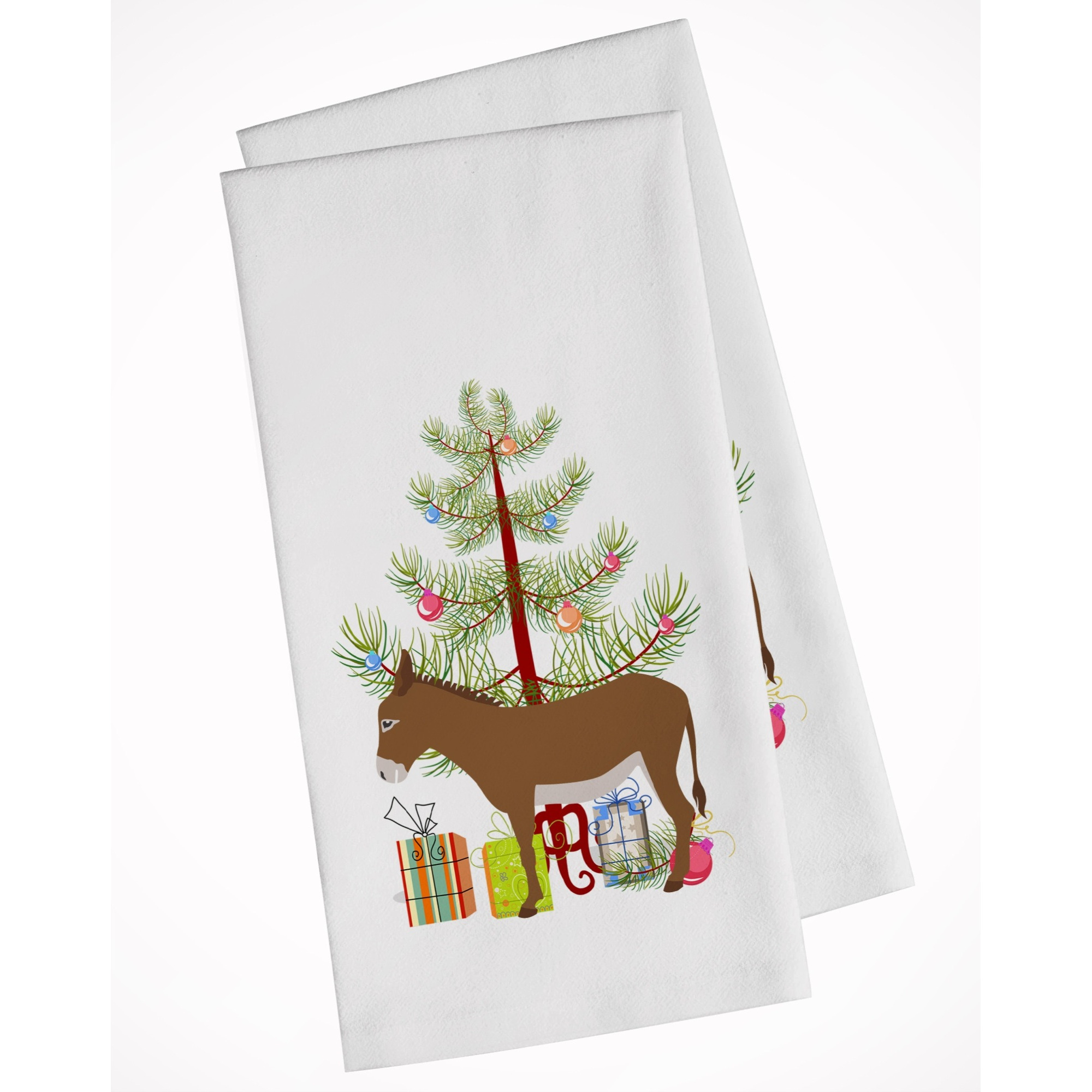 Cotentin Donkey Christmas White Kitchen Towel Set of 2