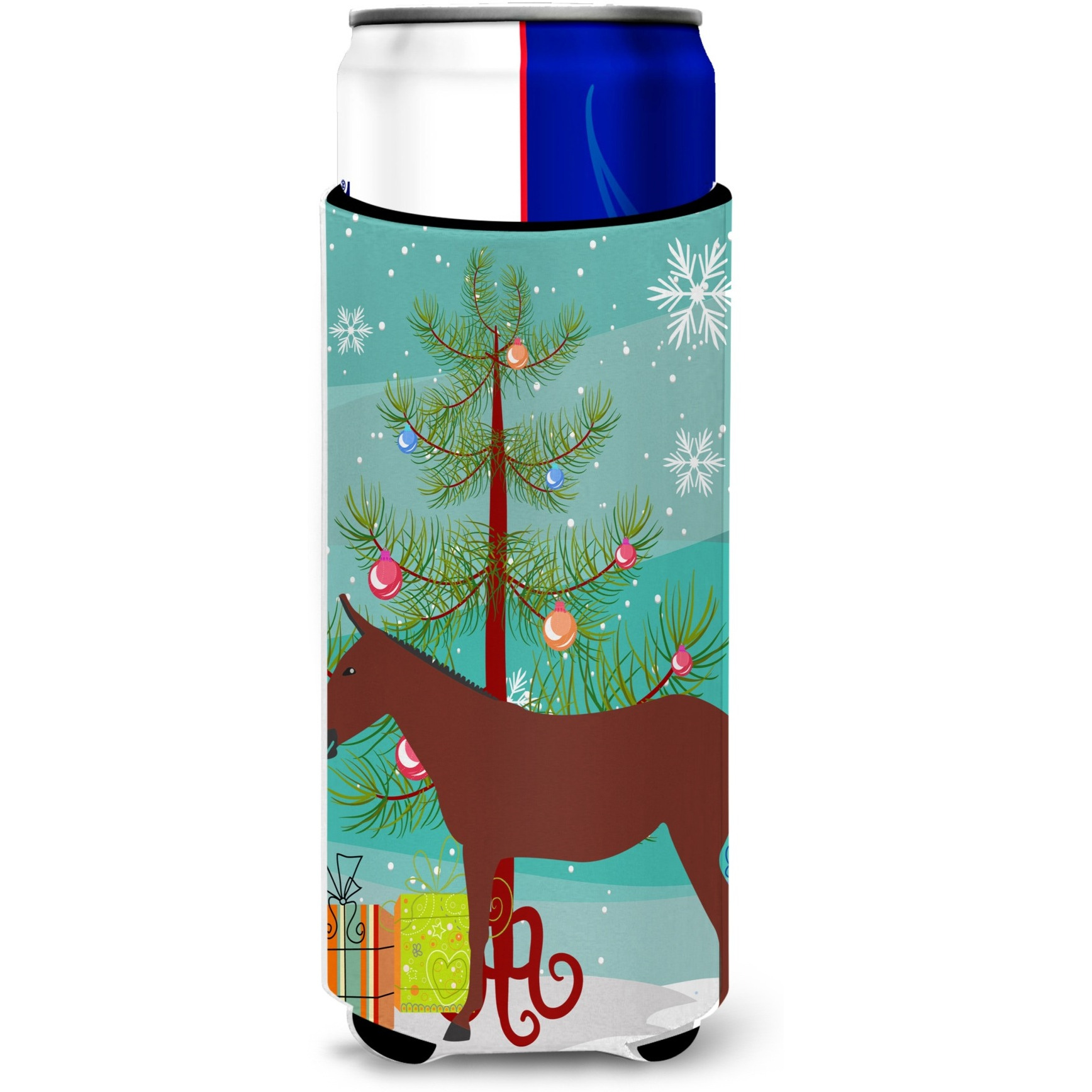 &quotCaroline's Treasures Hinny Horse Donkey Christmas Decorative Can Hugger, Slim, Multicolor"