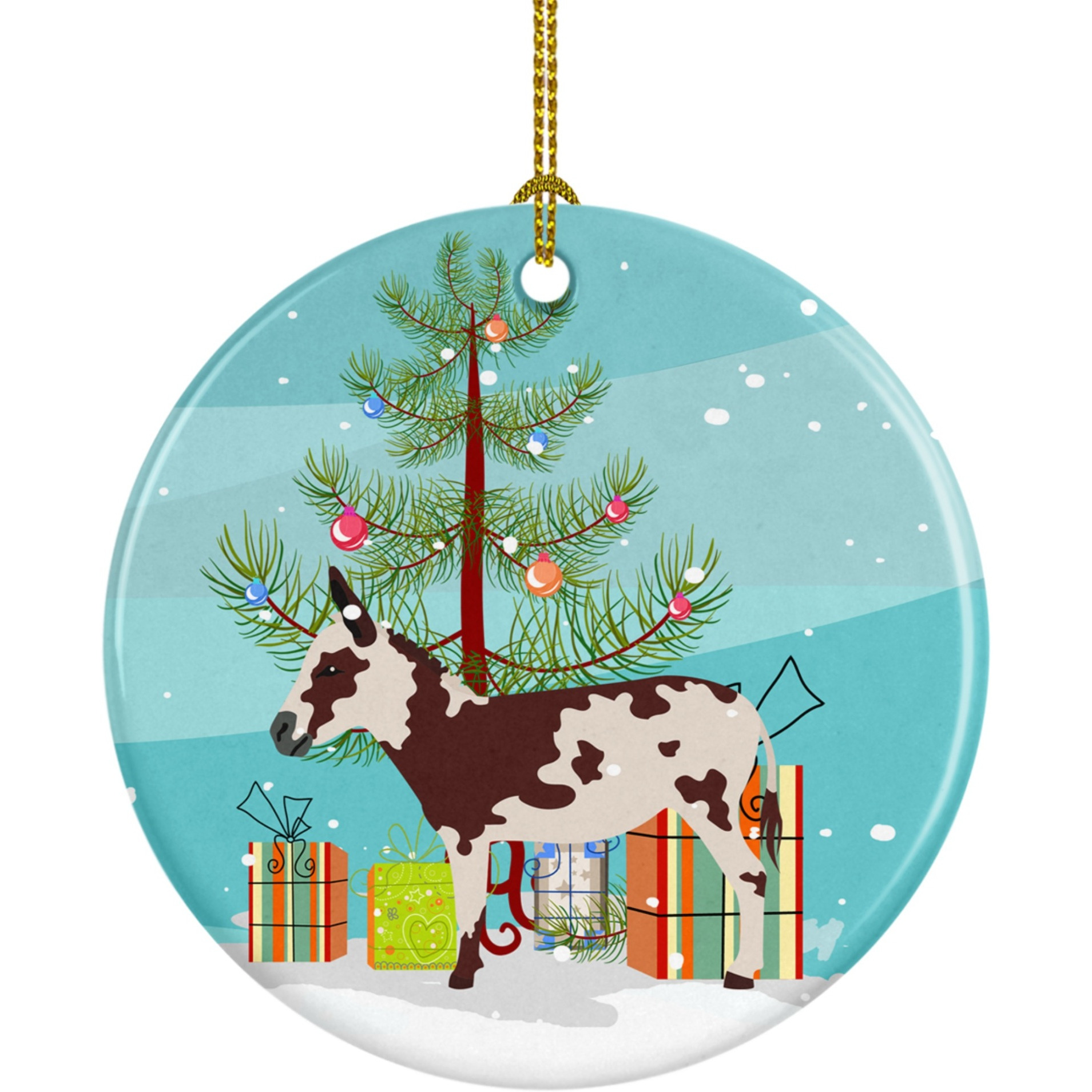 Caroline's Treasures American Spotted Donkey Christmas Ceramic Ornament