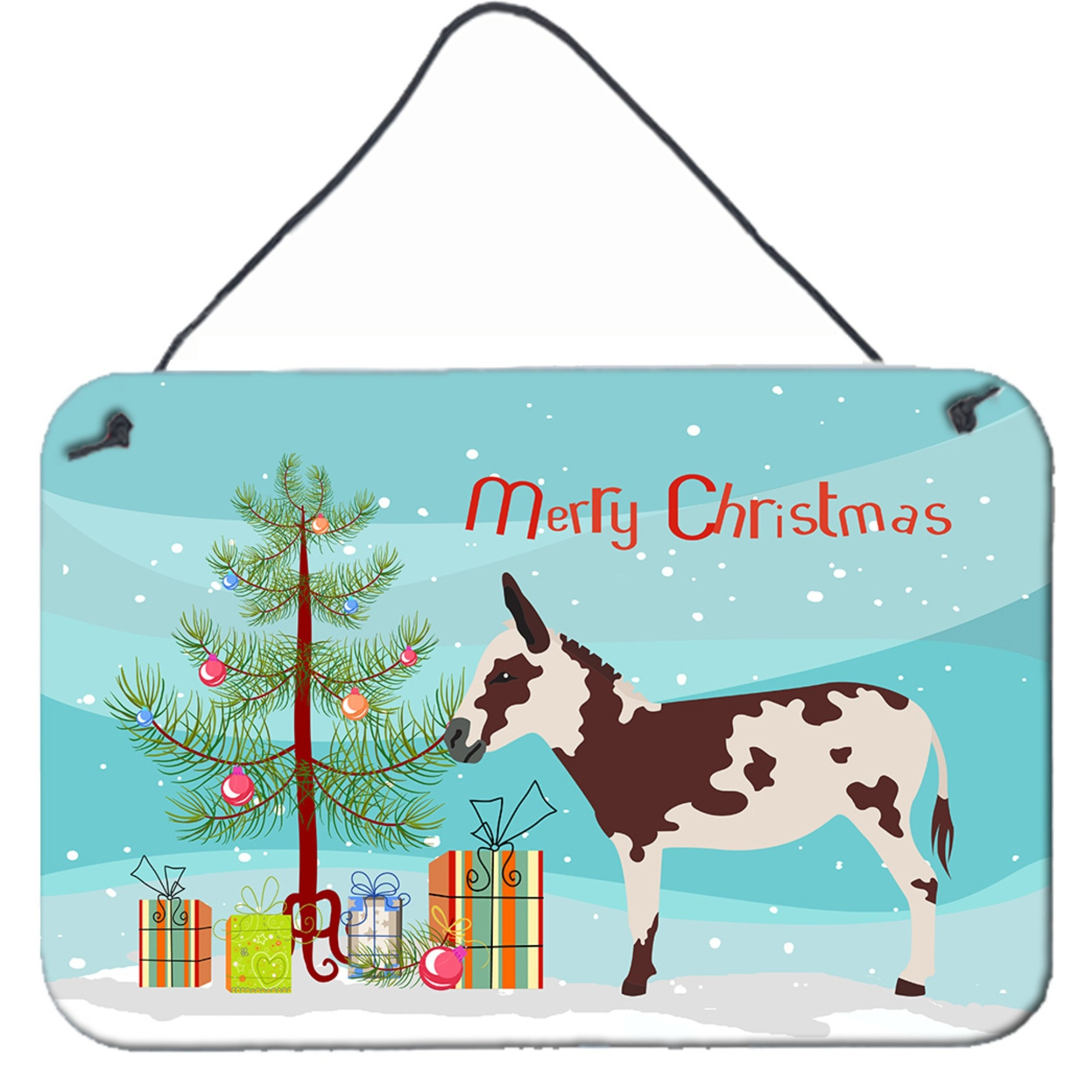 &quotCaroline's Treasures American Spotted Donkey Christmas Metal Print, 8"" x 12"", Multicolor"