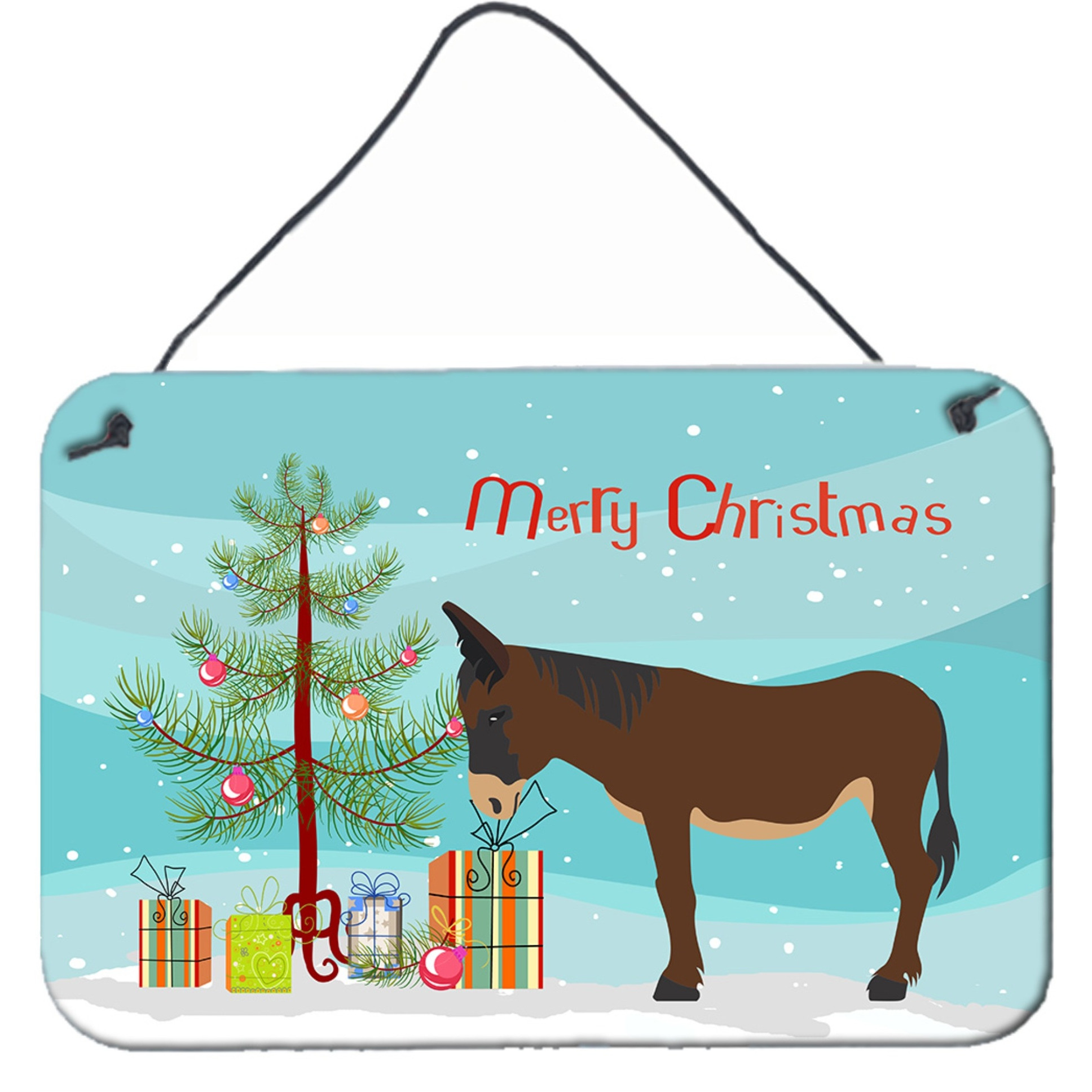 &quotCaroline's Treasures Zamorano-Leones Donkey Christmas Metal Print, 8"" x 12"""