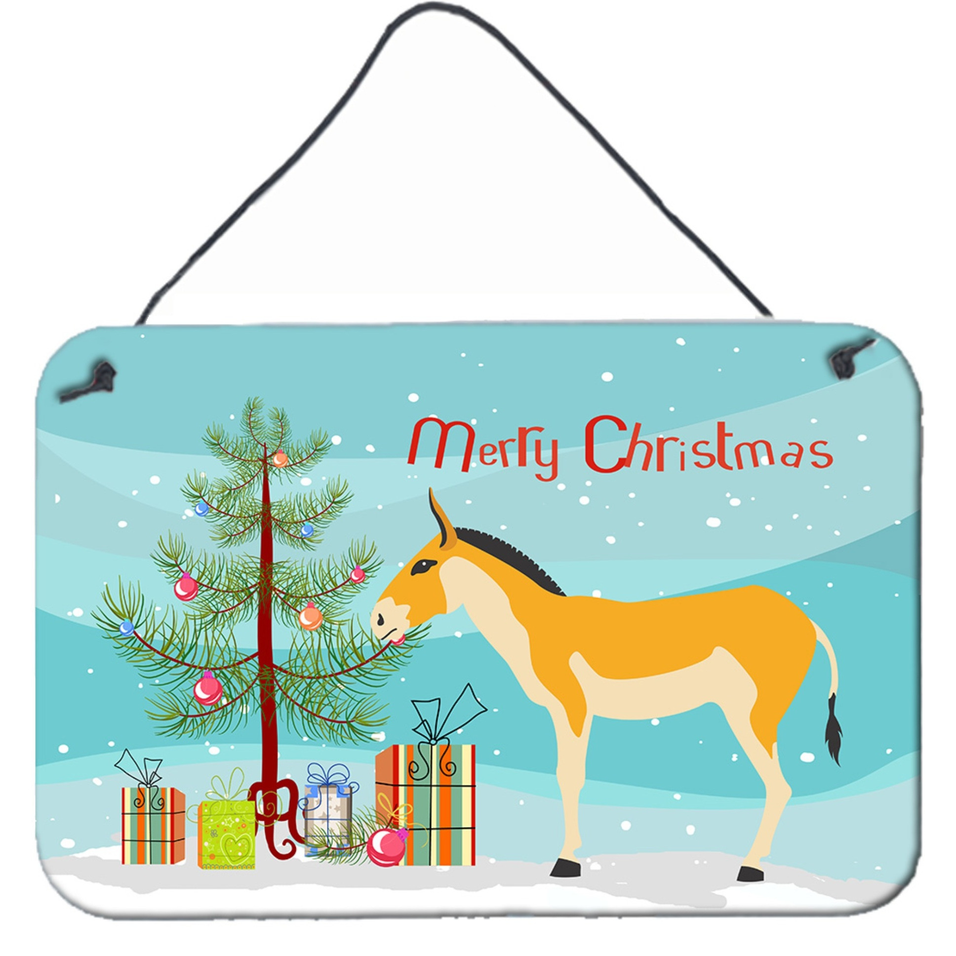 &quotCaroline's Treasures Turkmenian Kulan Donkey Christmas Metal Print, 8"" x 12"", Multicolor"