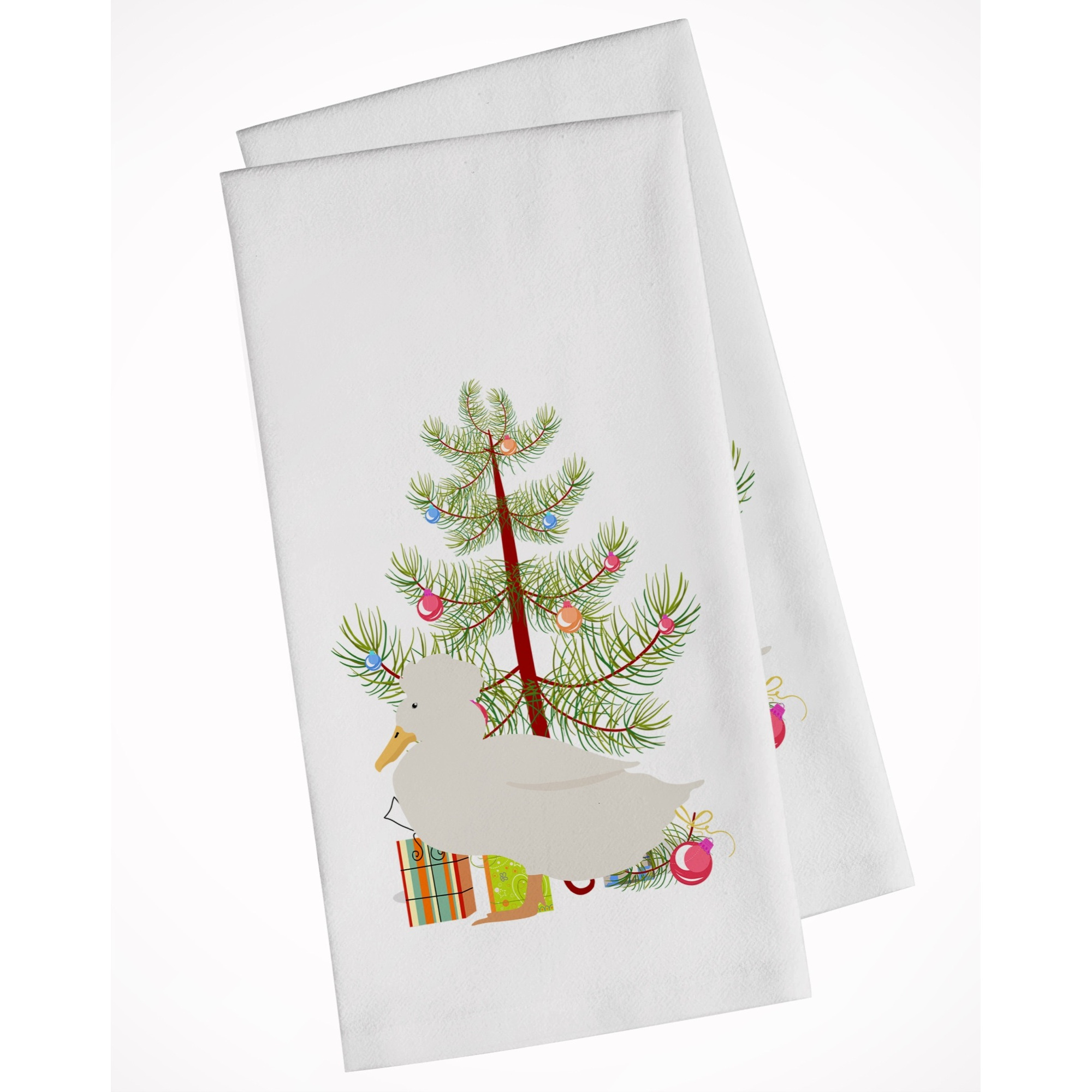 Crested Duck Christmas White Kitchen Towel Set of 2