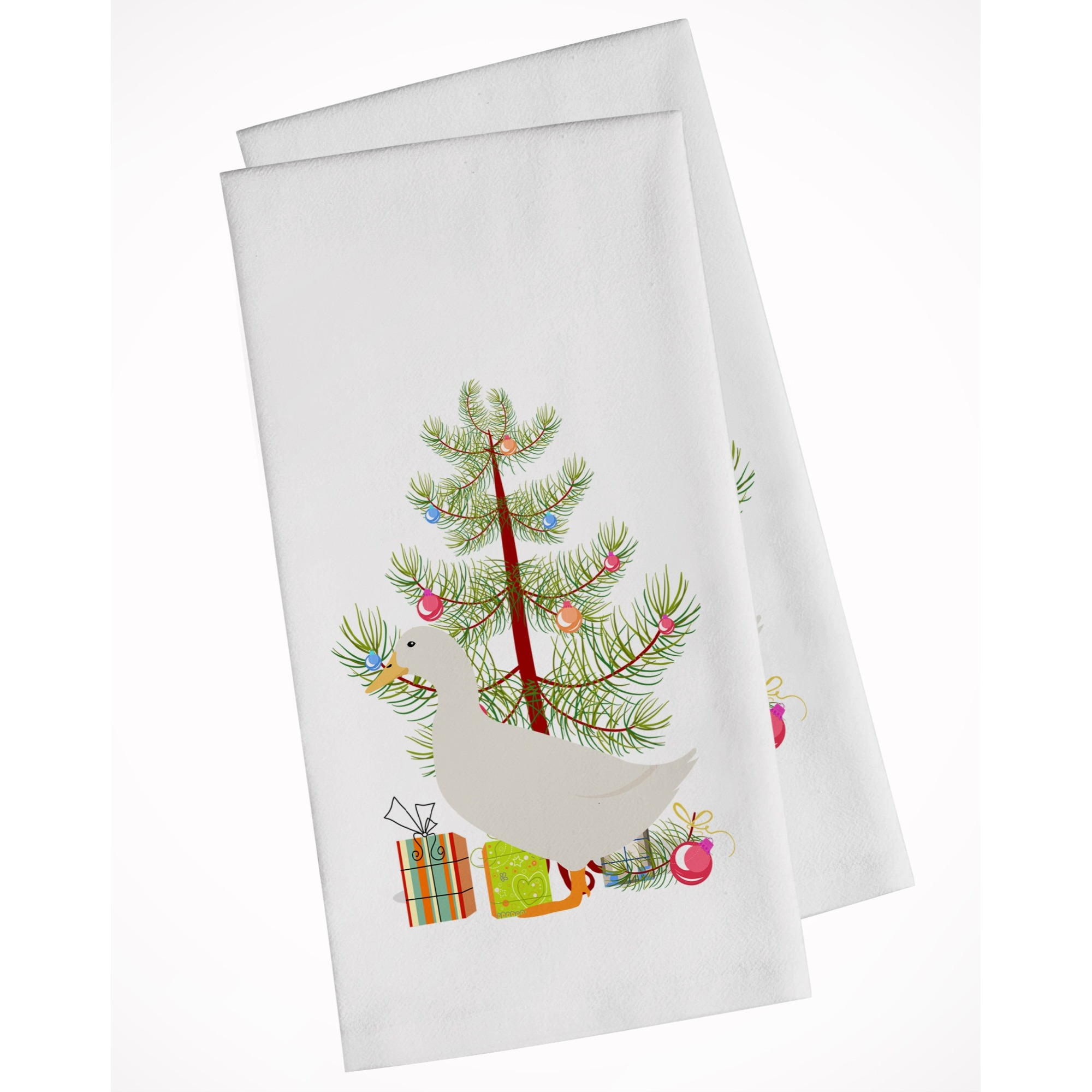 American Pekin Duck Christmas White Kitchen Towel Set of 2