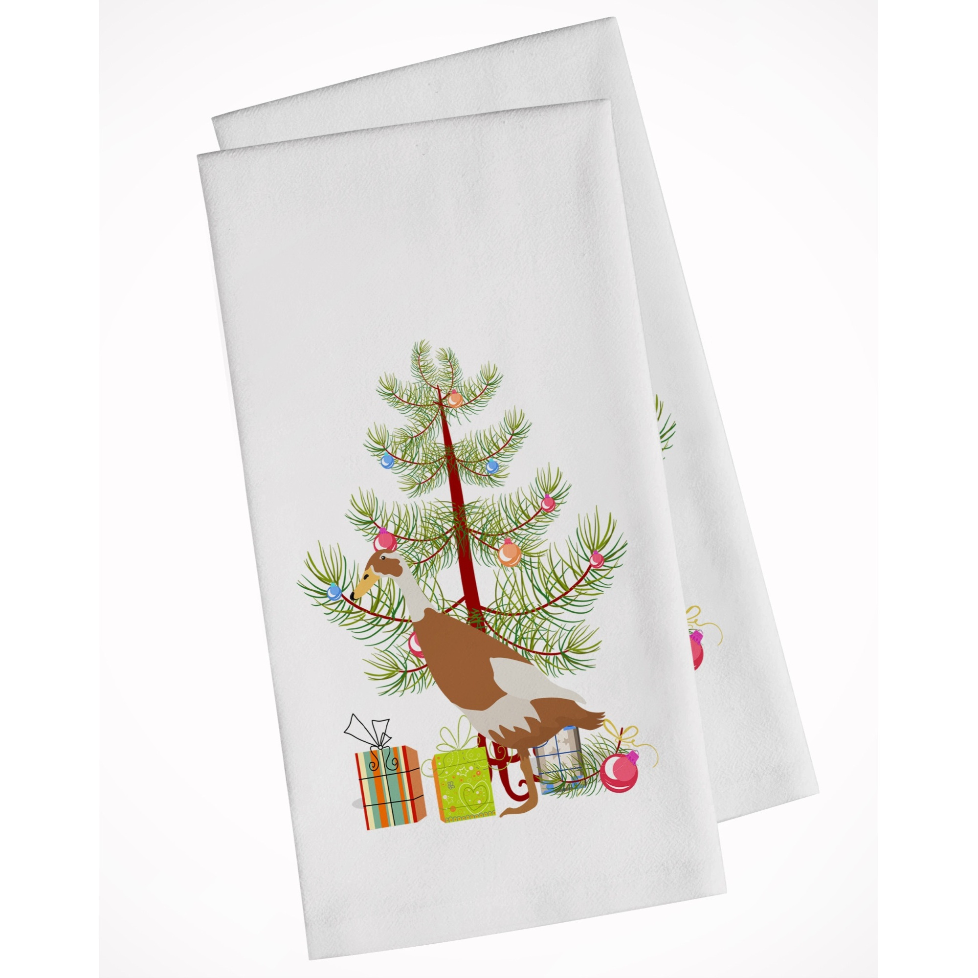 Indian Runner Duck Christmas White Kitchen Towel Set of 2
