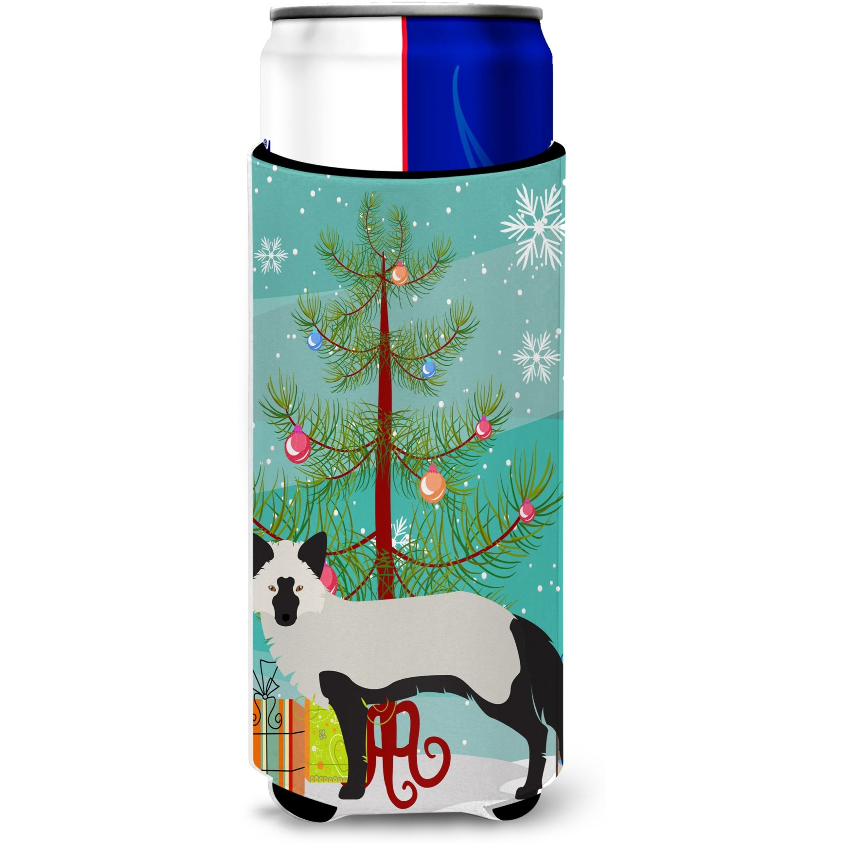 &quotCaroline's Treasures Silver Fox Christmas Decorative Can Hugger, Slim, Multicolor"