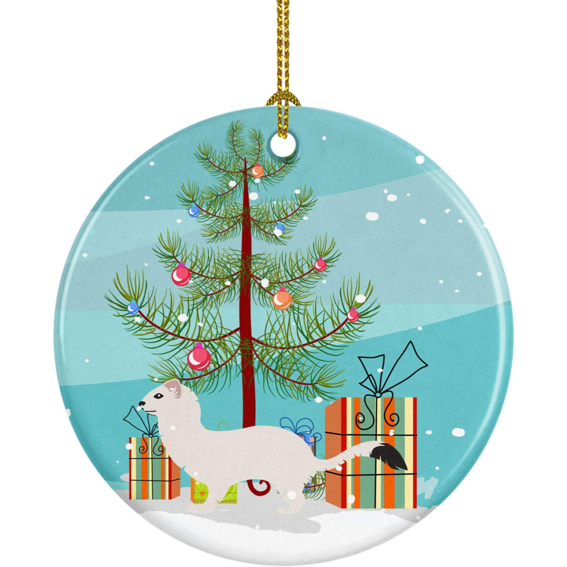 Caroline's Treasures Stoat Short-Tailed Weasel Christmas Ceramic Ornament