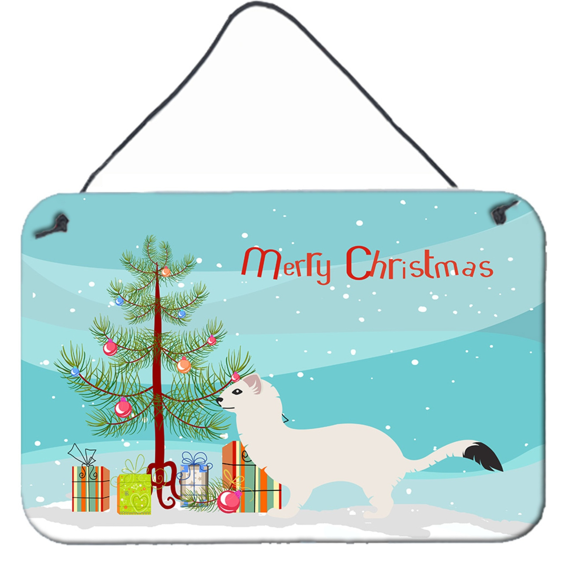 &quotCaroline's Treasures Stoat Short-tailed Weasel Christmas Metal Print, 8"" x 12"", Multicolor"