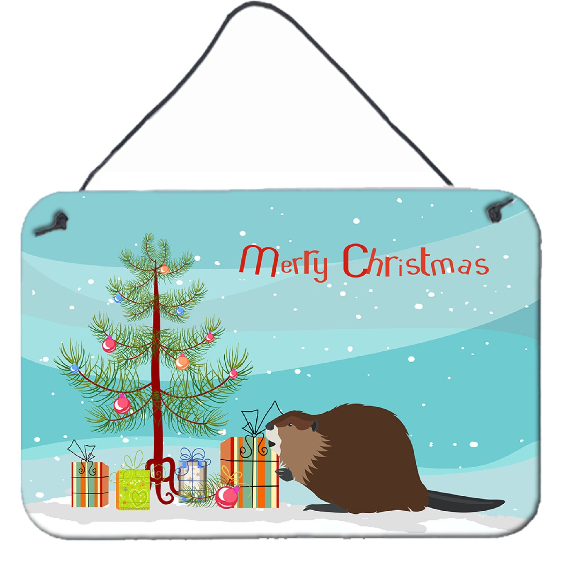&quotCaroline's Treasures Eurasian Beaver Christmas Metal Print, 8"" x 12"""