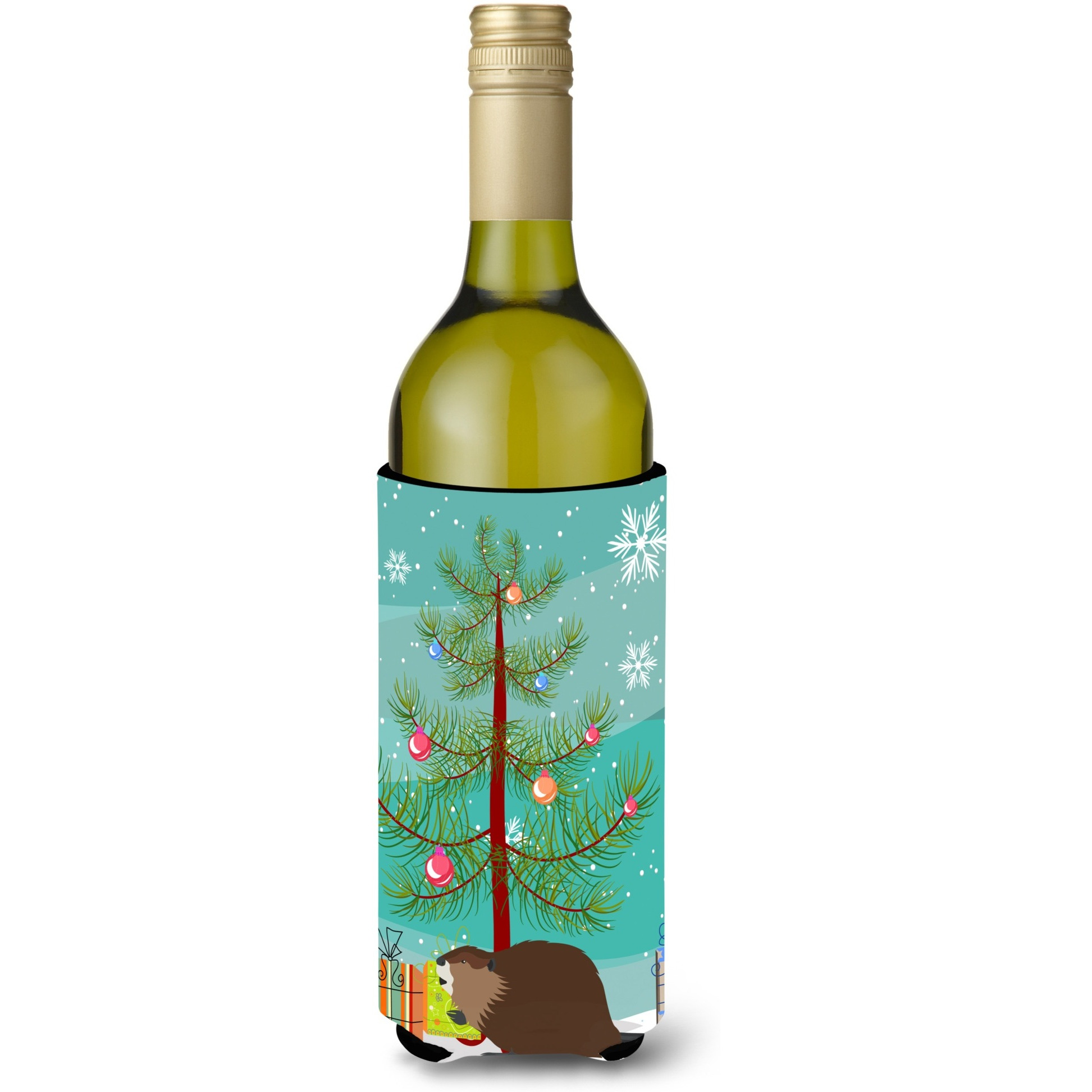 &quotCaroline's Treasures Eurasian Beaver Christmas Decorative Bottle Hugger, 750ml, Multicolor"