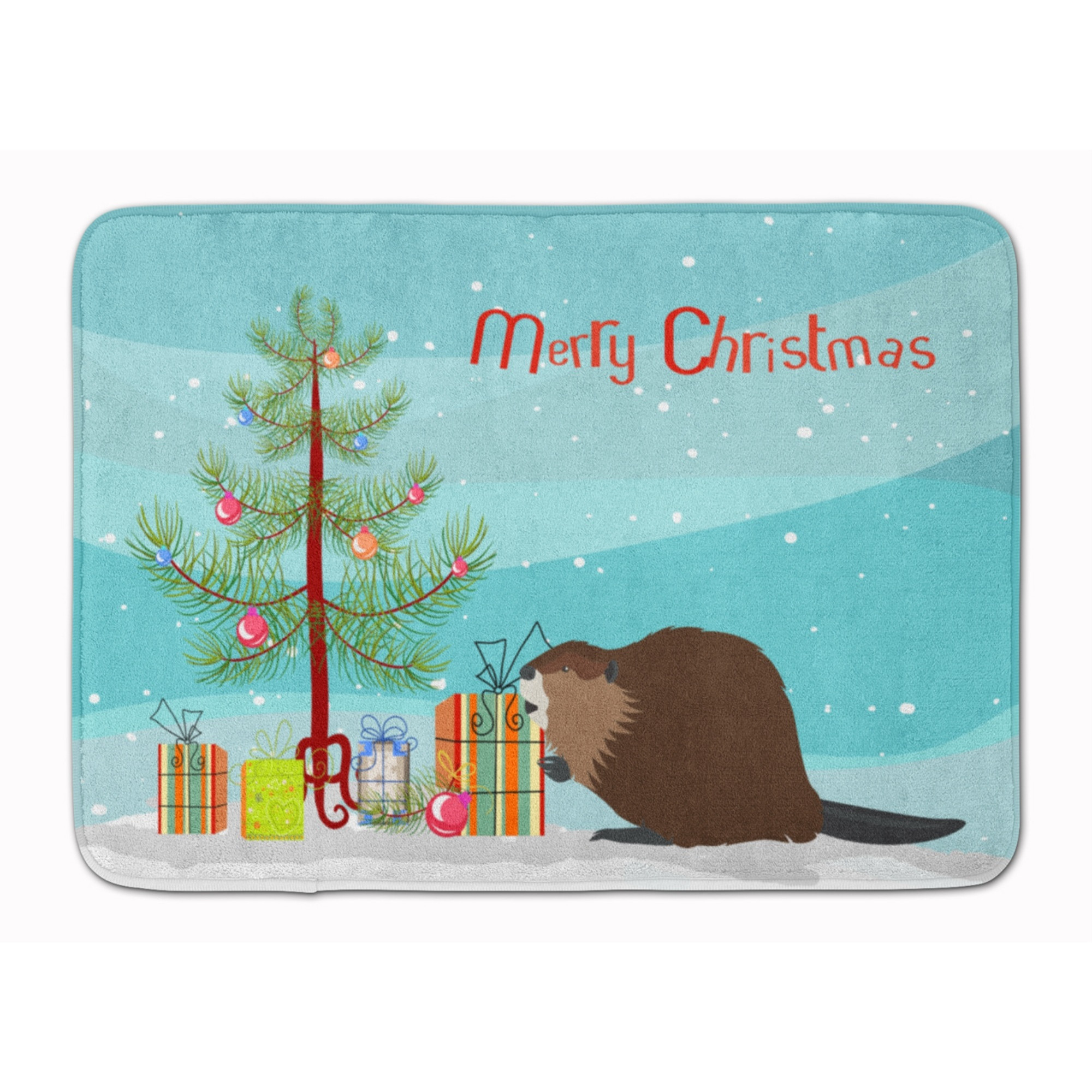 &quotCaroline's Treasures Eurasian Beaver Christmas Floor Mat, 19"" x 27"", Multicolor"