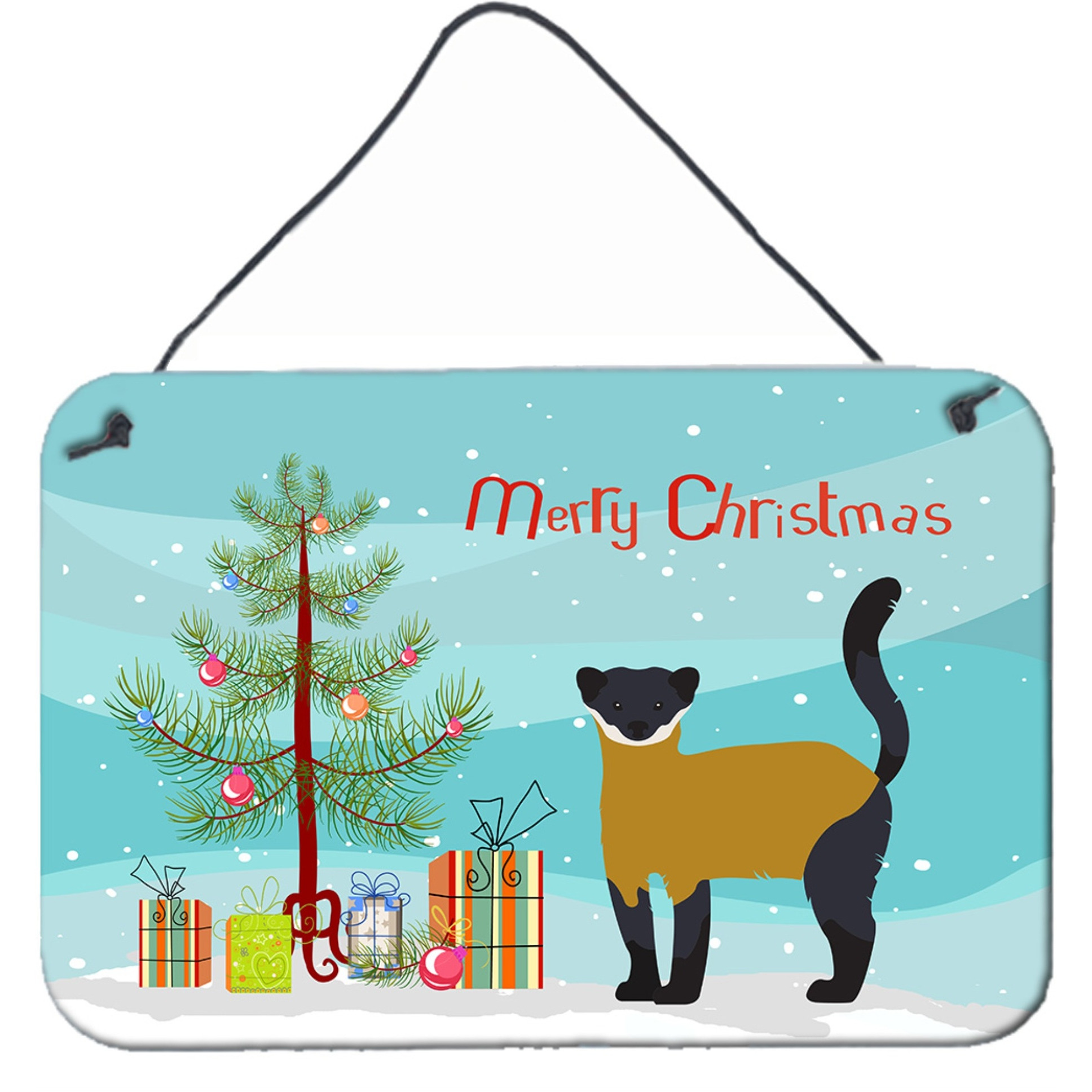 &quotCaroline's Treasures Yellow-Throated Marten Christmas Metal Print, 8"" x 12"", Multicolor"