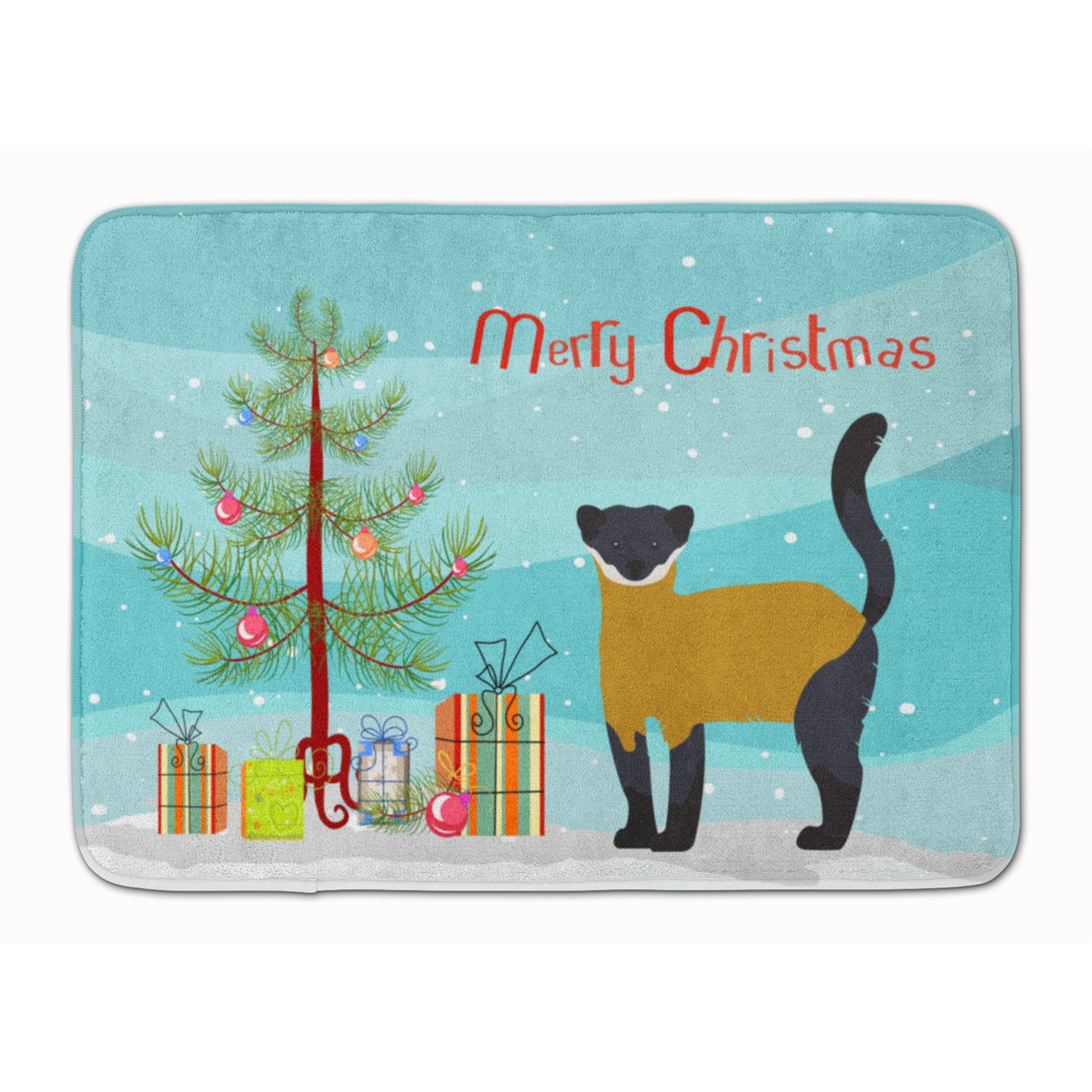 &quotCaroline's Treasures Yellow-Throated Marten Christmas Floor Mat, 19"" x 27"", Multicolor"