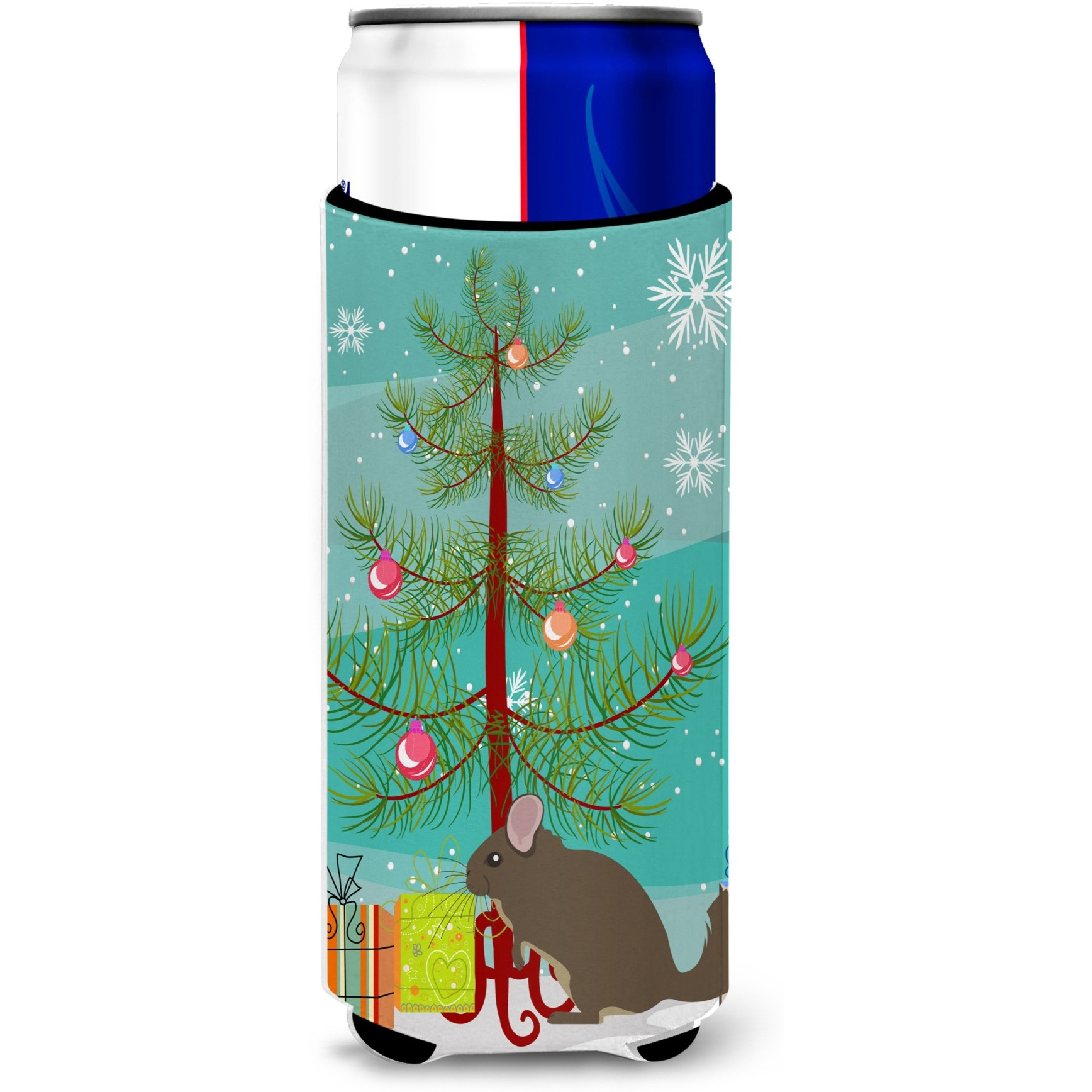 &quotCaroline's Treasures Chinchilla Christmas Decorative Can Hugger, Slim, Multicolor"