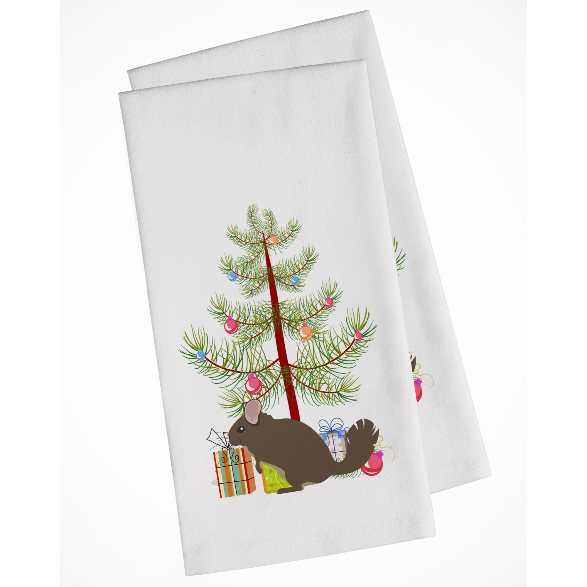 Chinchilla Christmas White Kitchen Towel Set of 2
