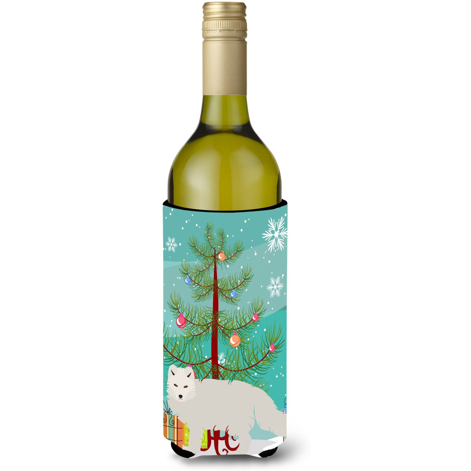 &quotCaroline's Treasures White Arctic Fox Christmas Decorative Bottle Hugger, 750ml, Multicolor"