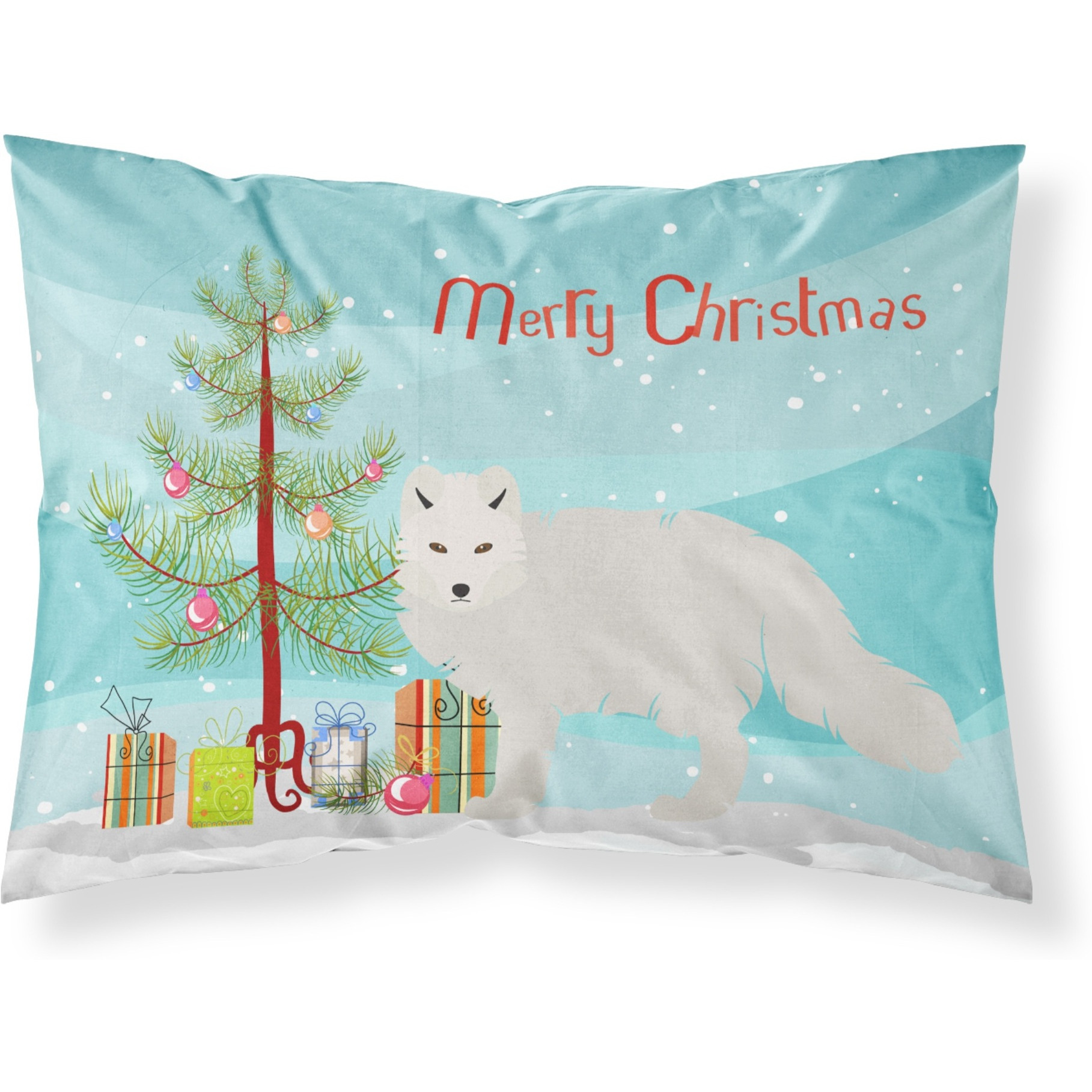 &quotCaroline's Treasures White Arctic Fox Christmas Pillowcase, Standard, Multicolor"