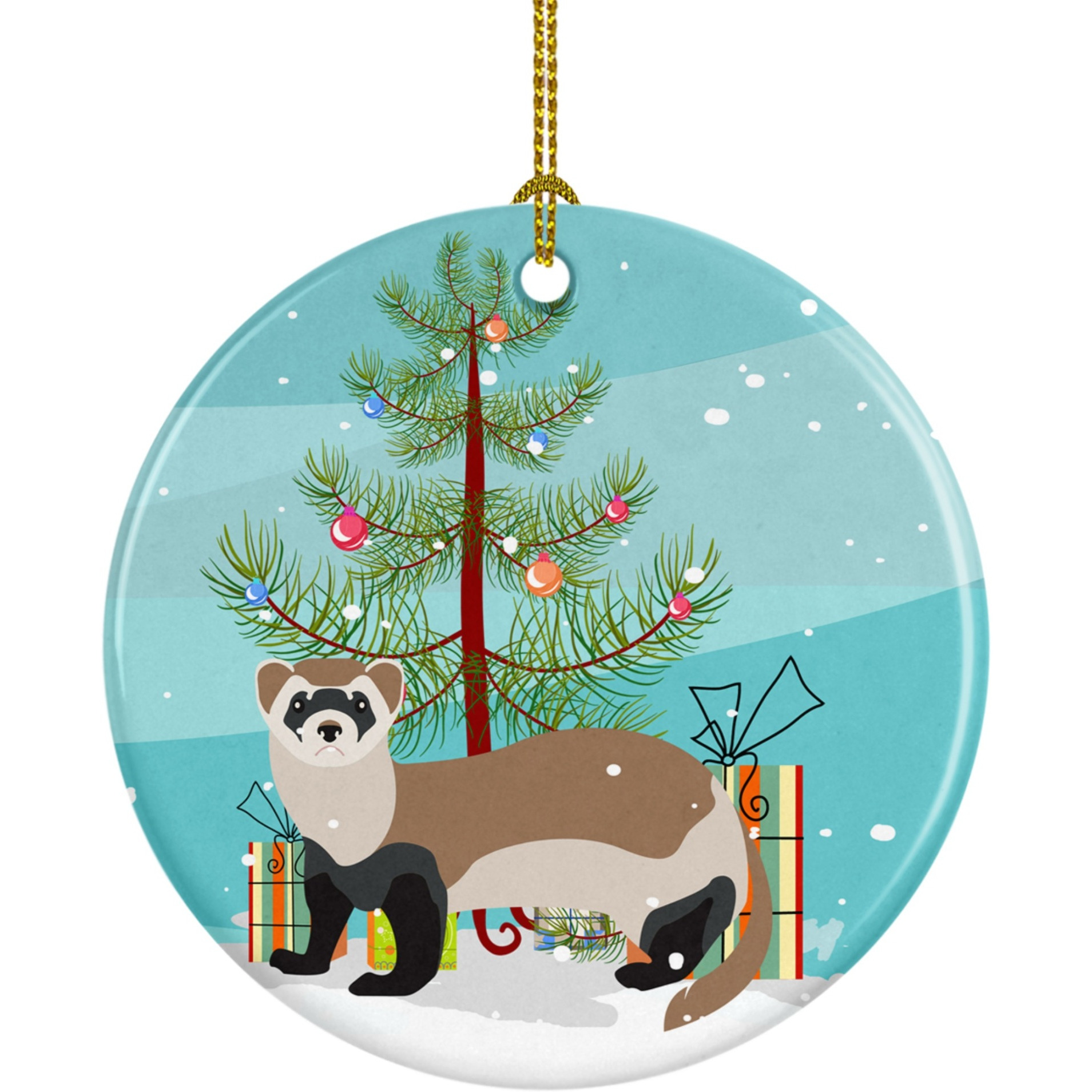 &quotCaroline's Treasures Ferret Christmas Ceramic Ornament, Multicolor"