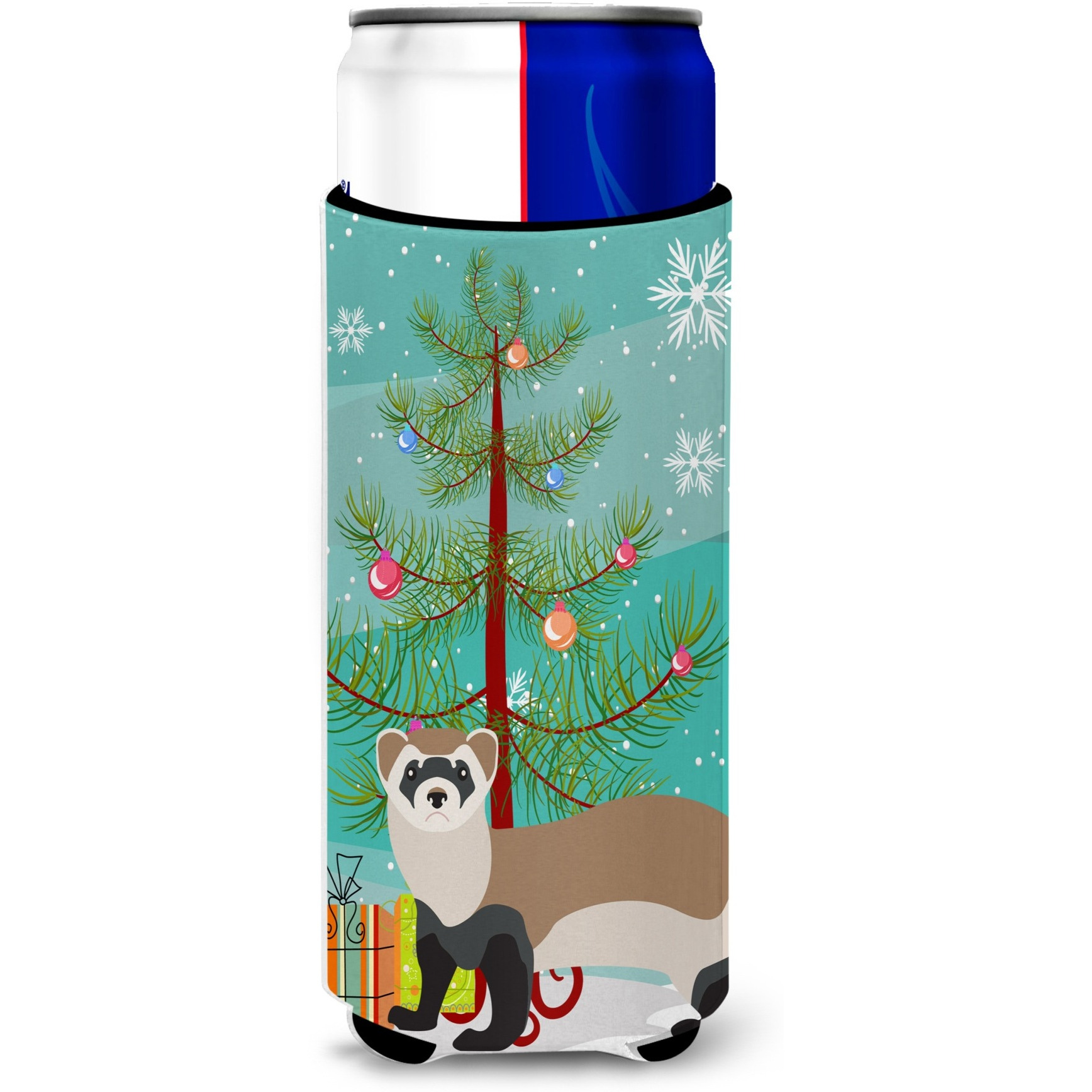 &quotCaroline's Treasures Ferret Christmas Decorative Can Hugger, Slim, Multicolor"