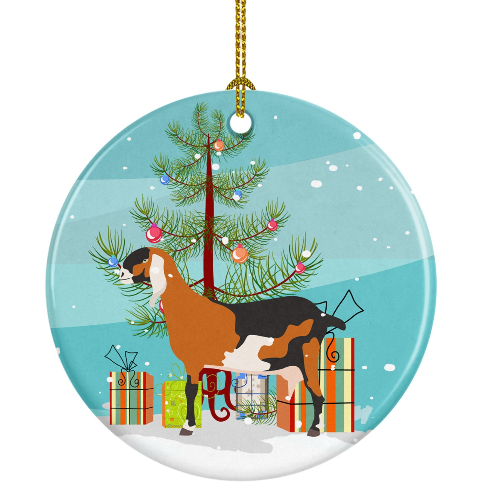 &quotCaroline's Treasures Anglo Nubian Goat Christmas Ceramic Ornament, Multicolor"