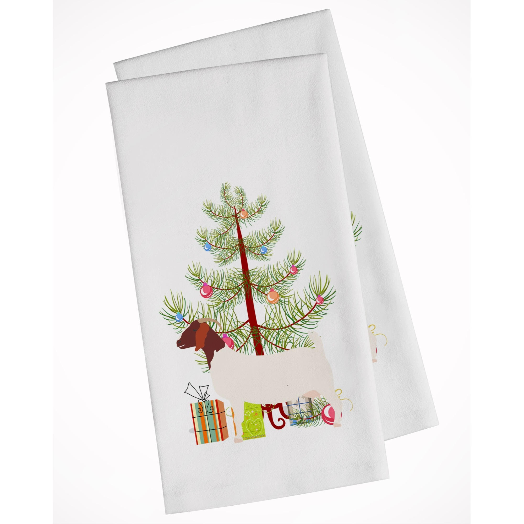 Boer Goat Christmas White Kitchen Towel Set of 2