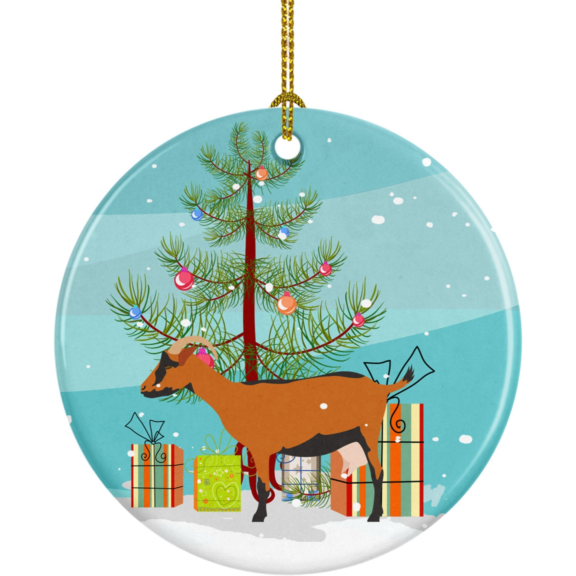 Caroline's Treasures Oberhasli Goat Christmas Ceramic Ornament