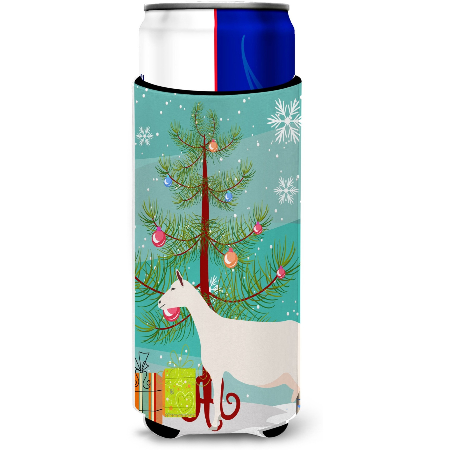 &quotCaroline's Treasures Saanen Goat Christmas Decorative Can Hugger, Slim, Multicolor"