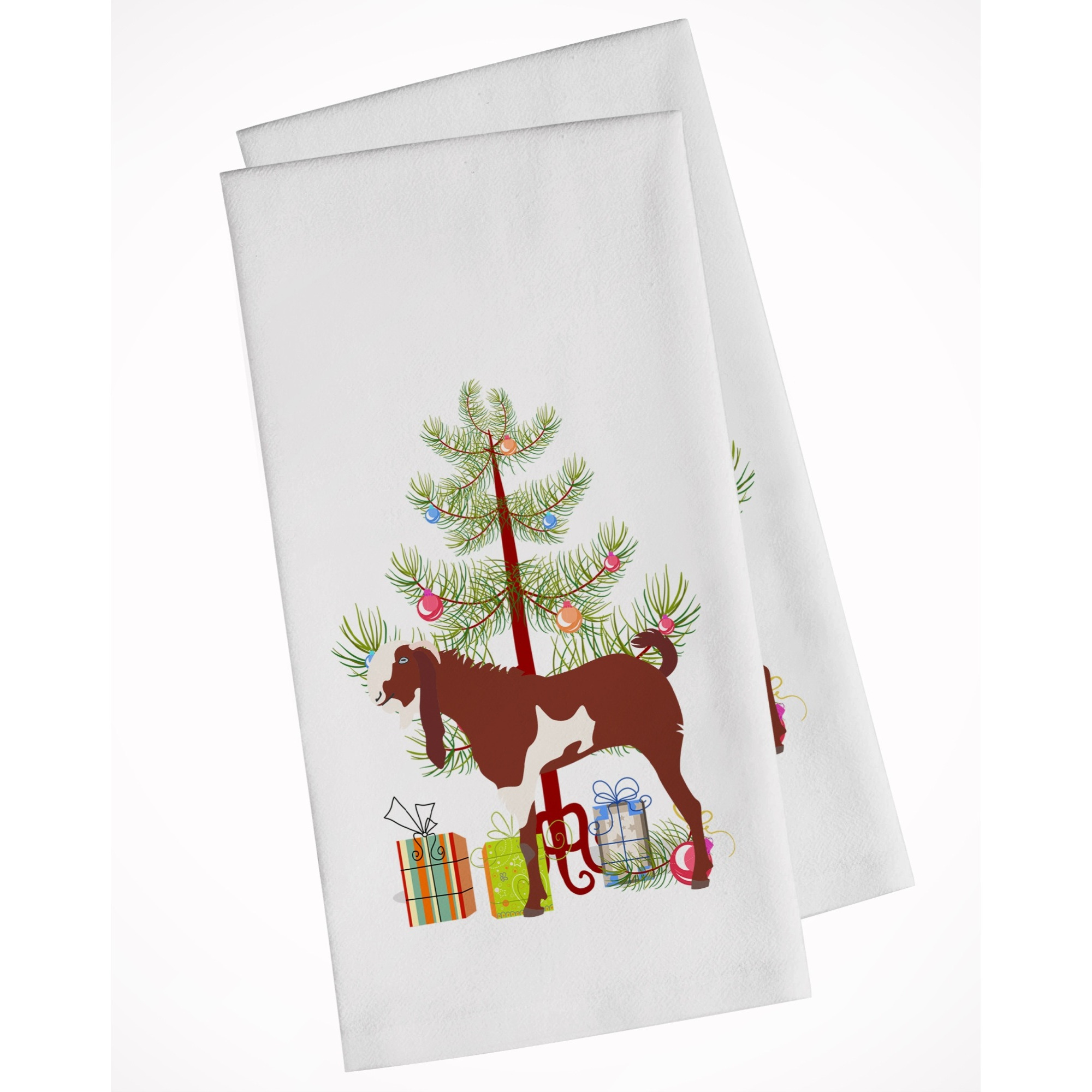 Jamnapari Goat Christmas White Kitchen Towel Set of 2