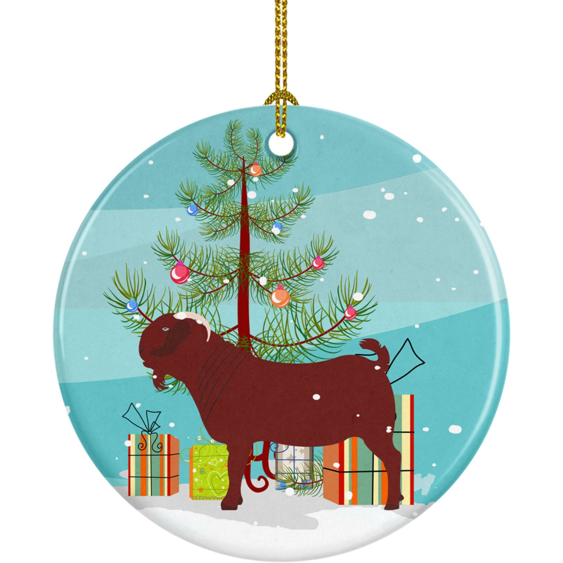 &quotCaroline's Treasures Kalahari Red Goat Christmas Ceramic Ornament, Multicolor"