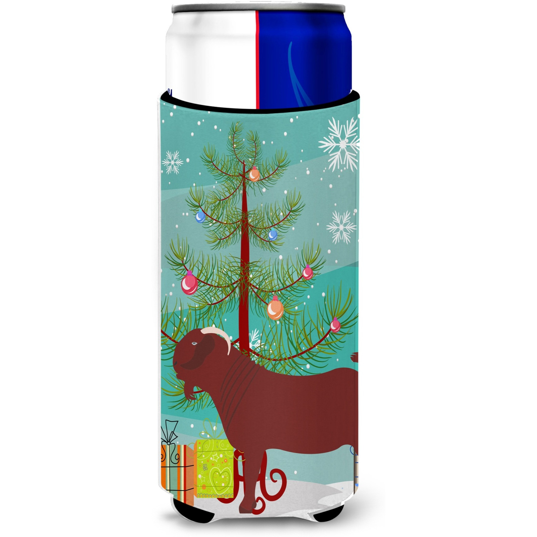 &quotCaroline's Treasures Kalahari Red Goat Christmas Decorative Can Hugger, Slim, Multicolor"