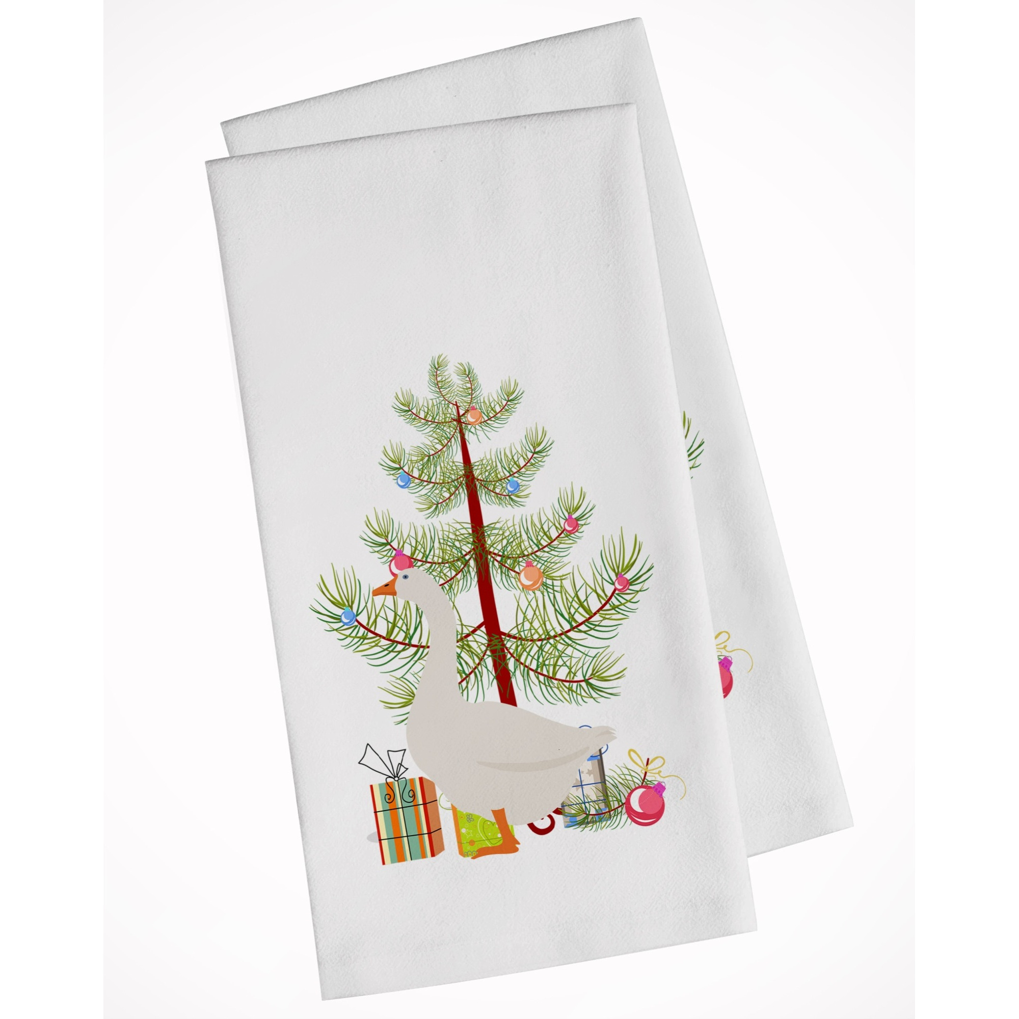 Embden Goose Christmas White Kitchen Towel Set of 2