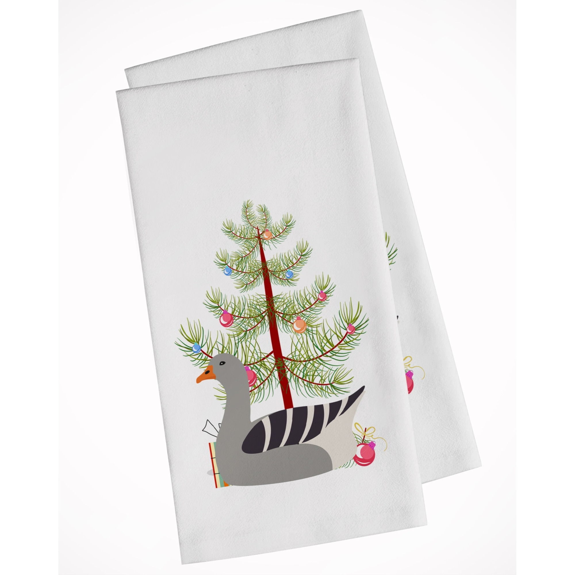 Pilgrim Goose Christmas White Kitchen Towel Set of 2