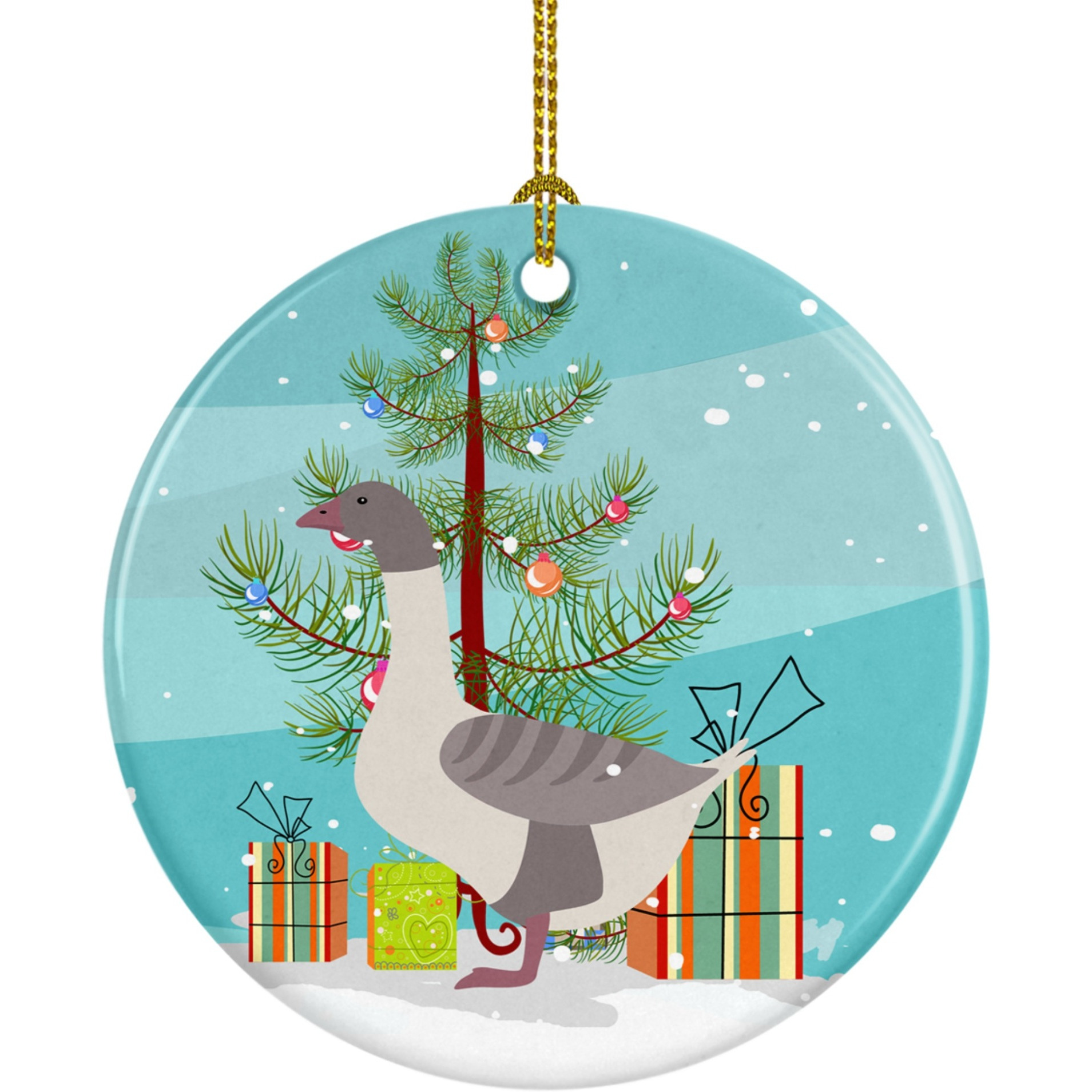 Caroline's Treasures Buff Grey Back Goose Christmas Ceramic Ornament