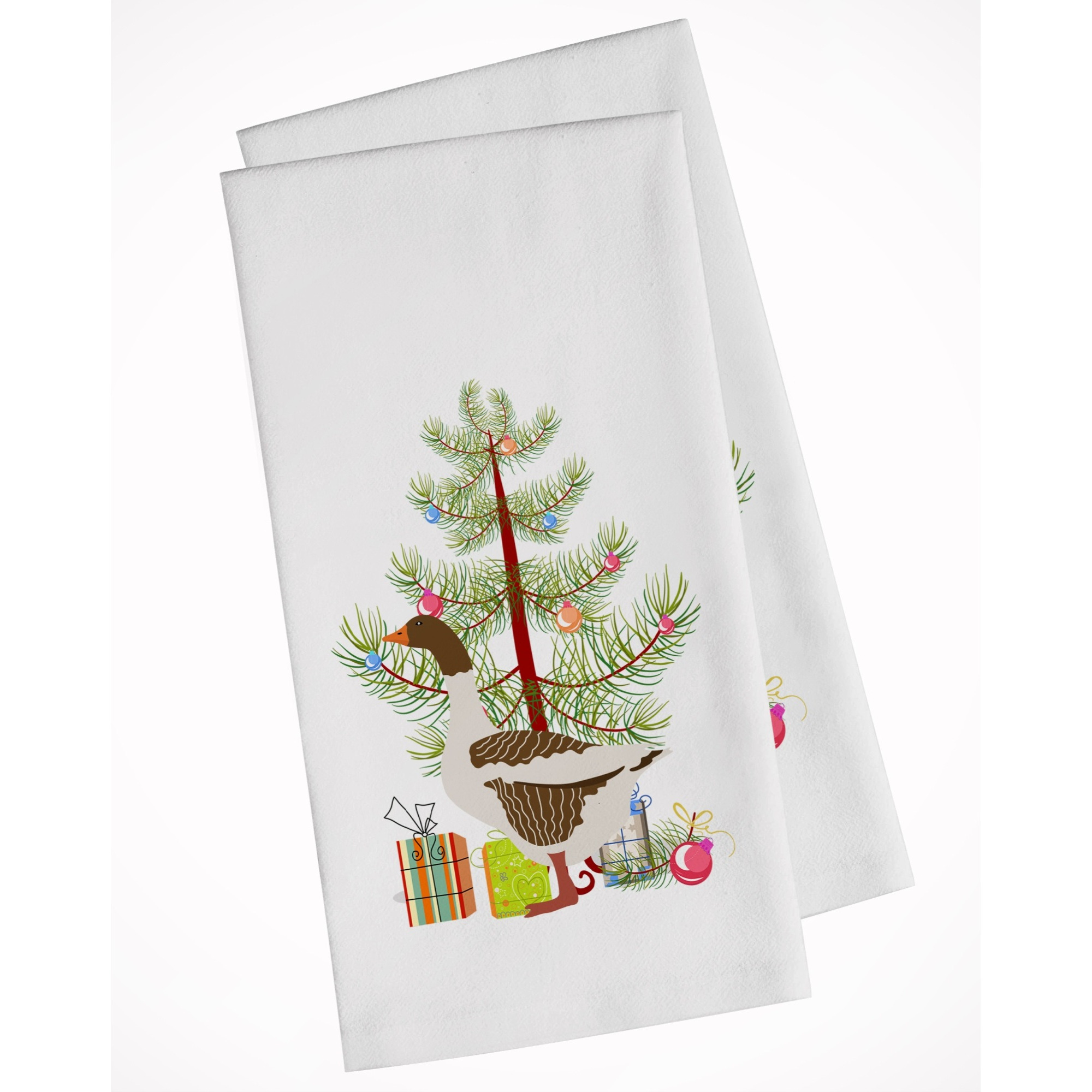 Pomeranian Rogener Goose Christmas White Kitchen Towel Set of 2